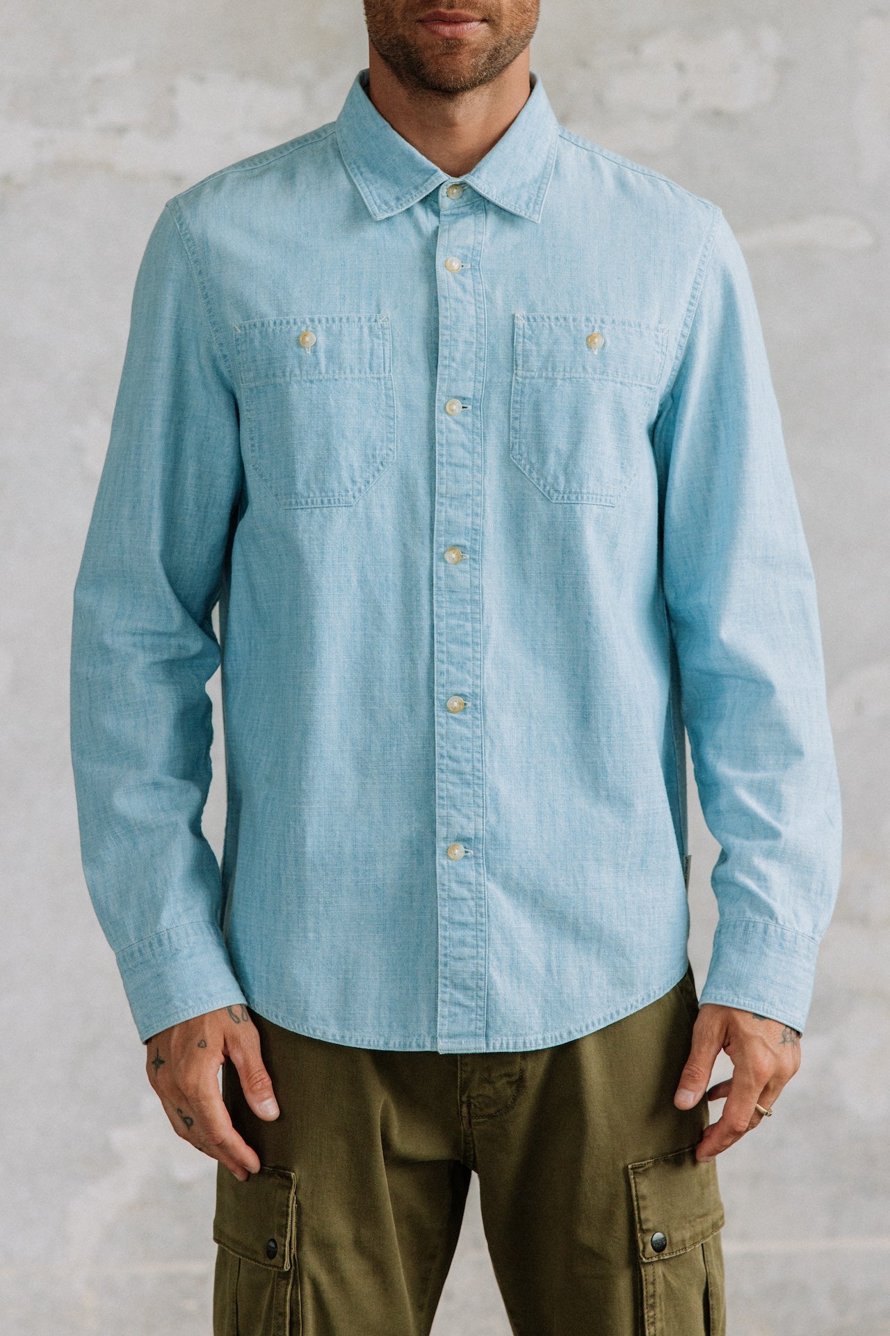 Straight shirt Men Bolton chambray blue | Freeman T. Porter