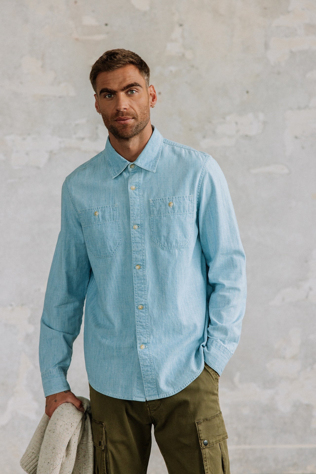 Straight Shirt Mann Bolton chambray blue | Freeman T. Porter
