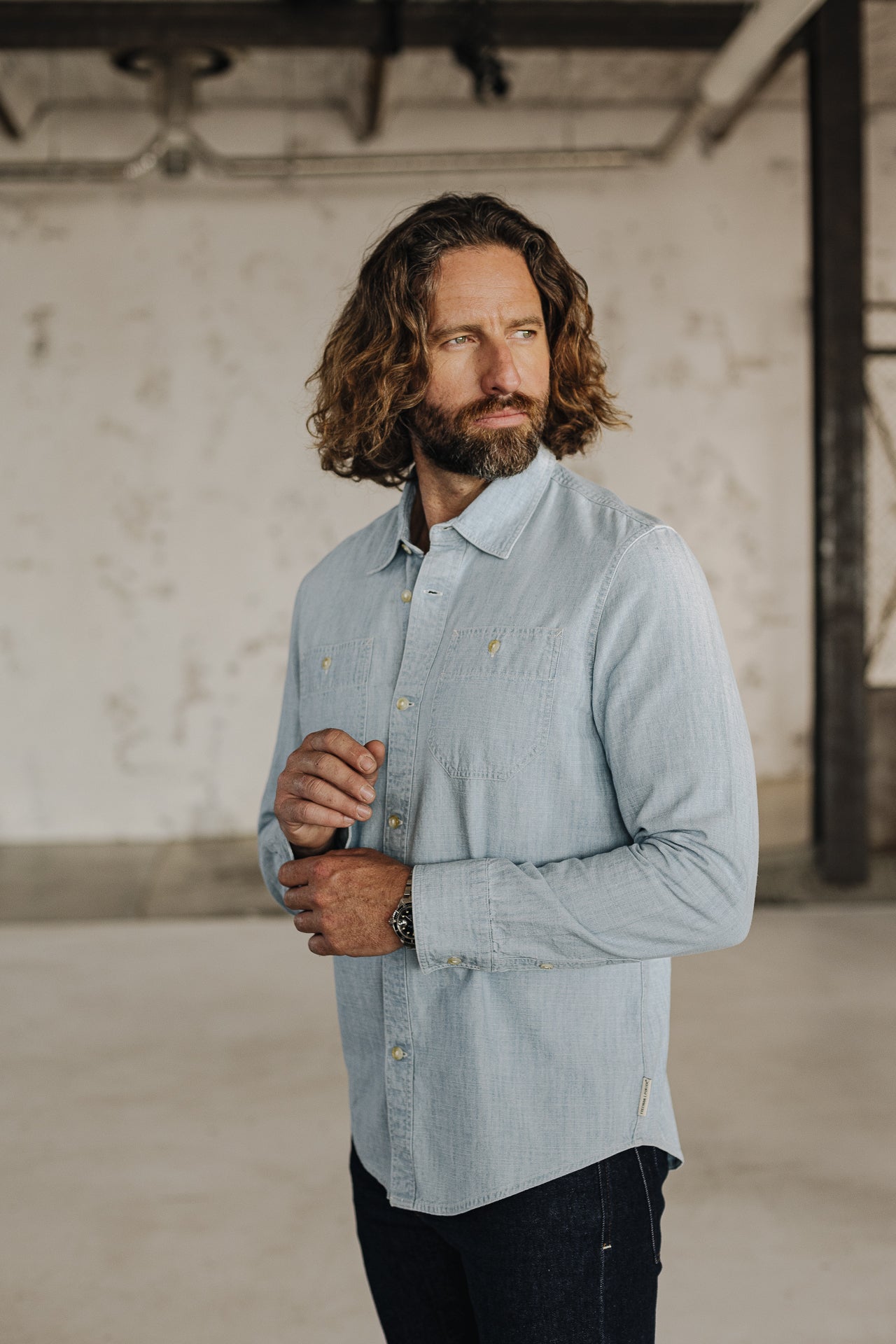 Chemise straight Homme Bolton chambray blue | Freeman T. Porter