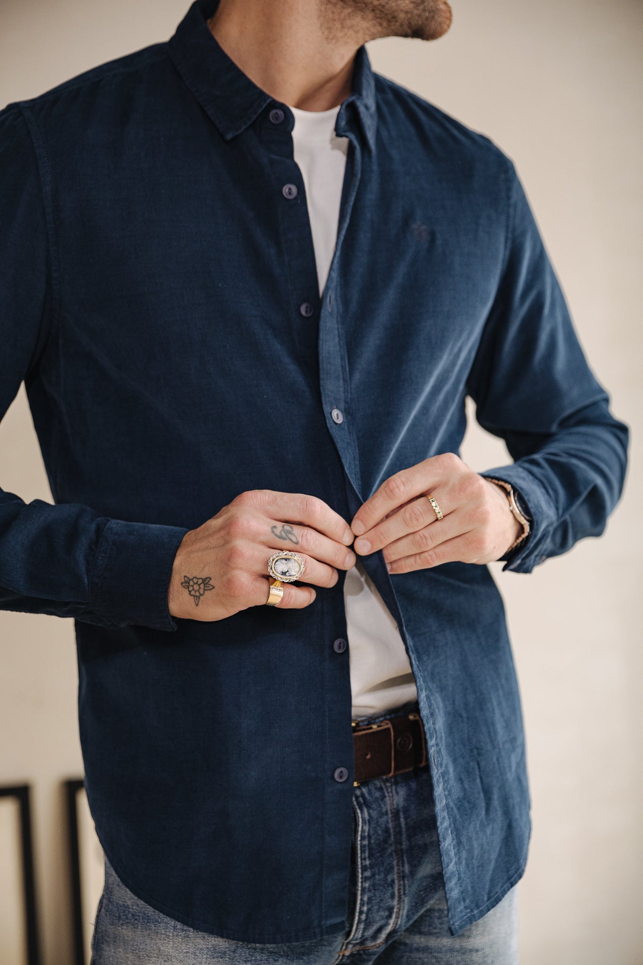 Chemise manches longues Hombres Yoris Milleraies navy | Freeman T. Porter