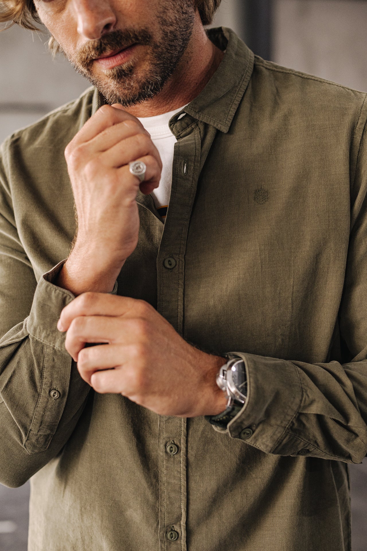 Chemise manches longues Men Yoris Milleraies olive night | Freeman T. Porter