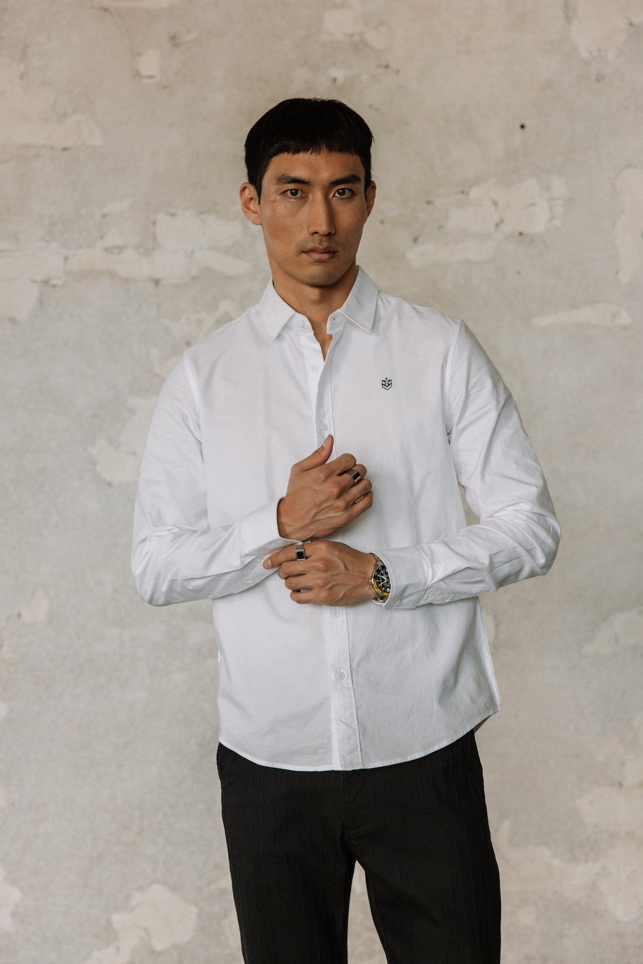 Chemise cintrée Mann Yoris Oxford Brushed white | Freeman T. Porter