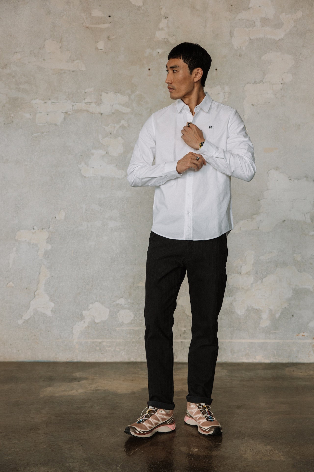 Chemise cintrée Mann Yoris Oxford Brushed white | Freeman T. Porter