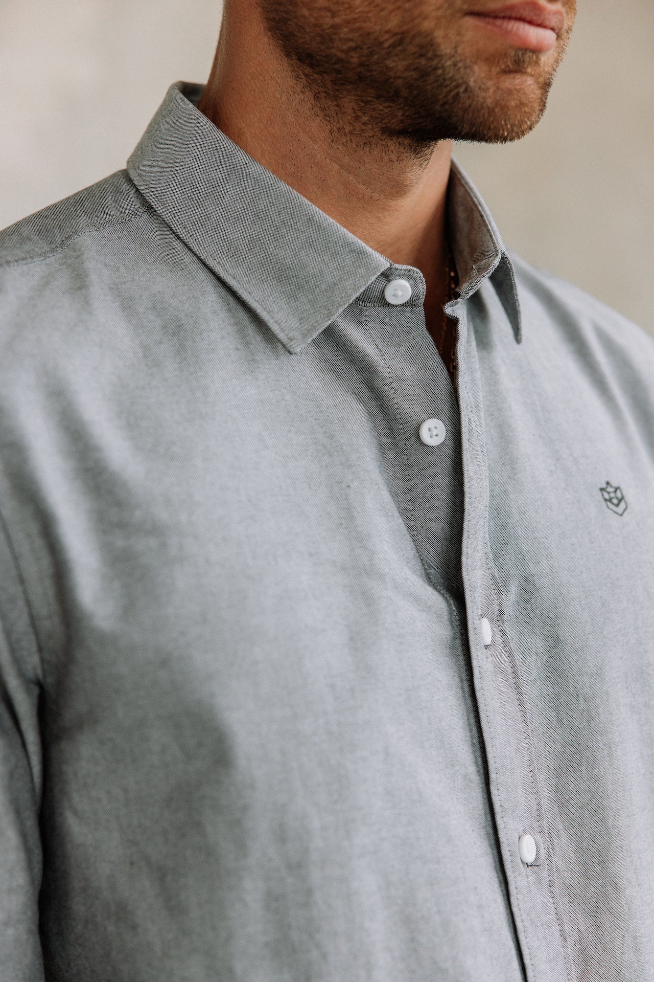 Chemise cintrée Mann Yoris Oxford Brushed grey melange | Freeman T. Porter