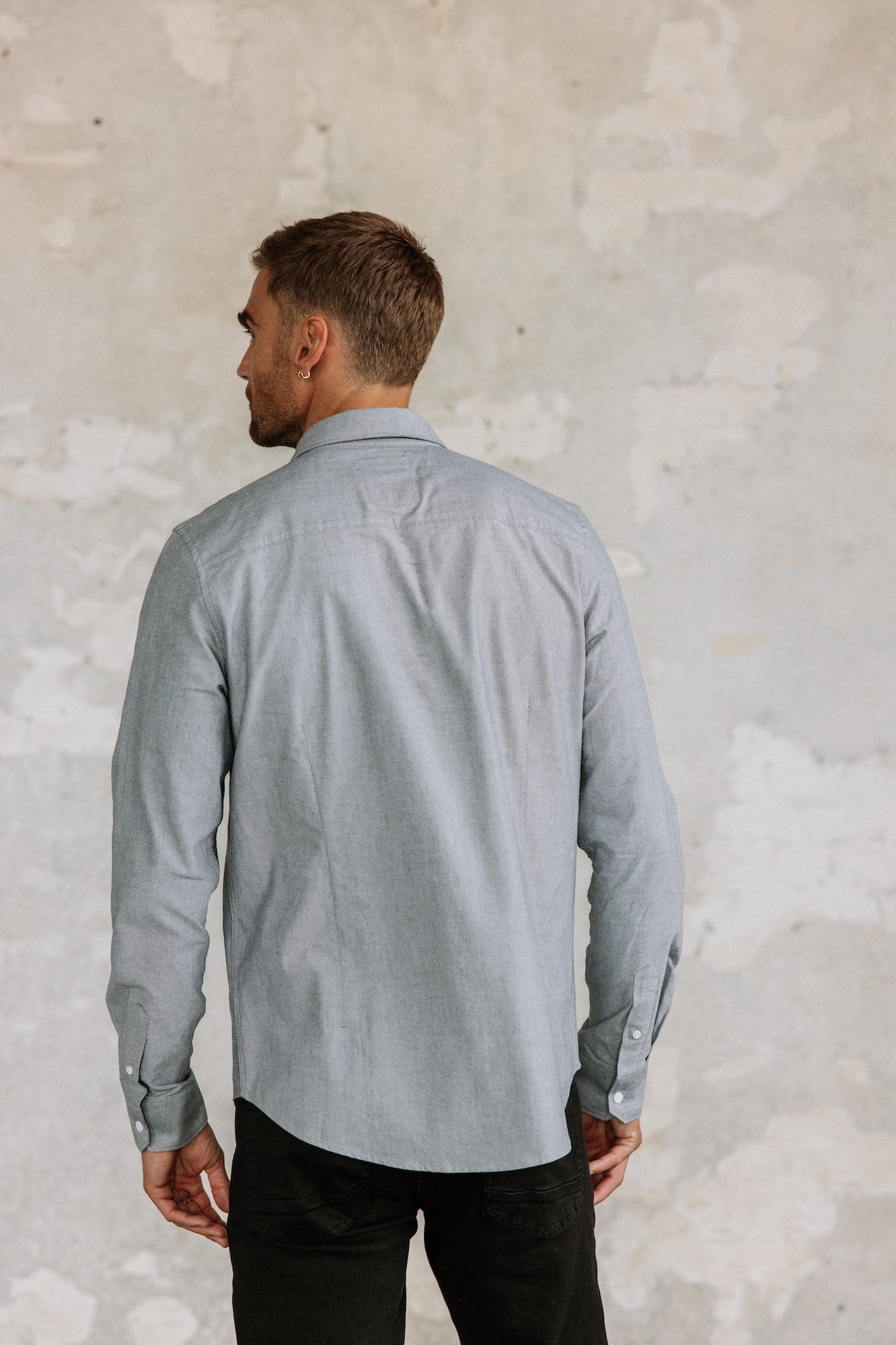 Chemise cintrée Mann Yoris Oxford Brushed grey melange | Freeman T. Porter
