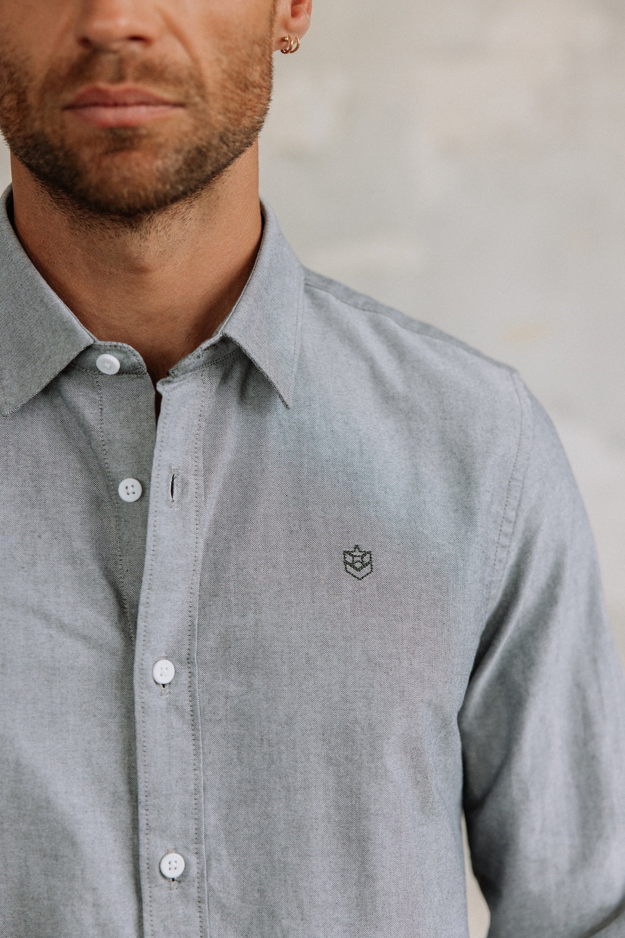 Chemise cintrée Mann Yoris Oxford Brushed grey melange | Freeman T. Porter
