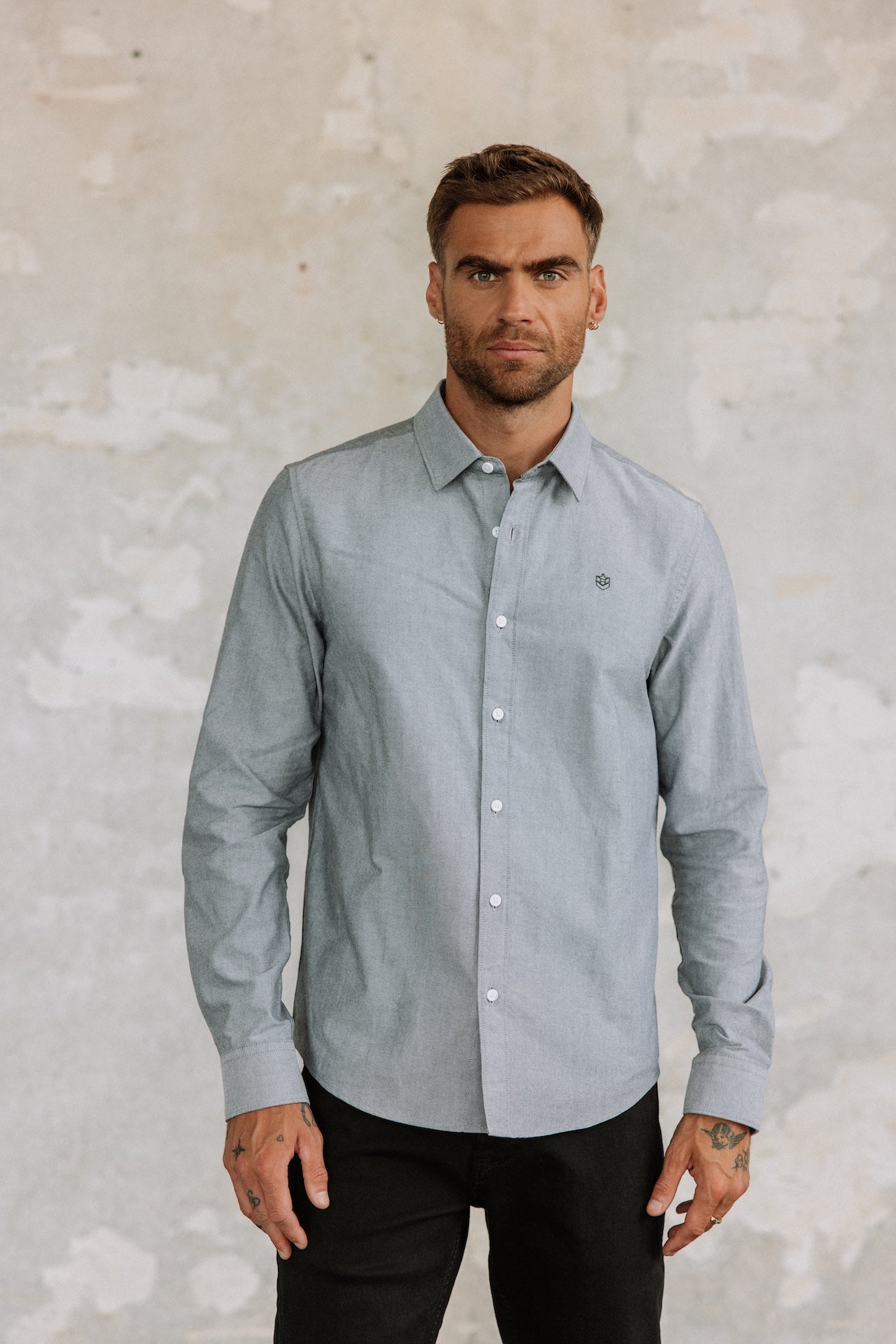 Chemise cintrée Mann Yoris Oxford Brushed grey melange | Freeman T. Porter