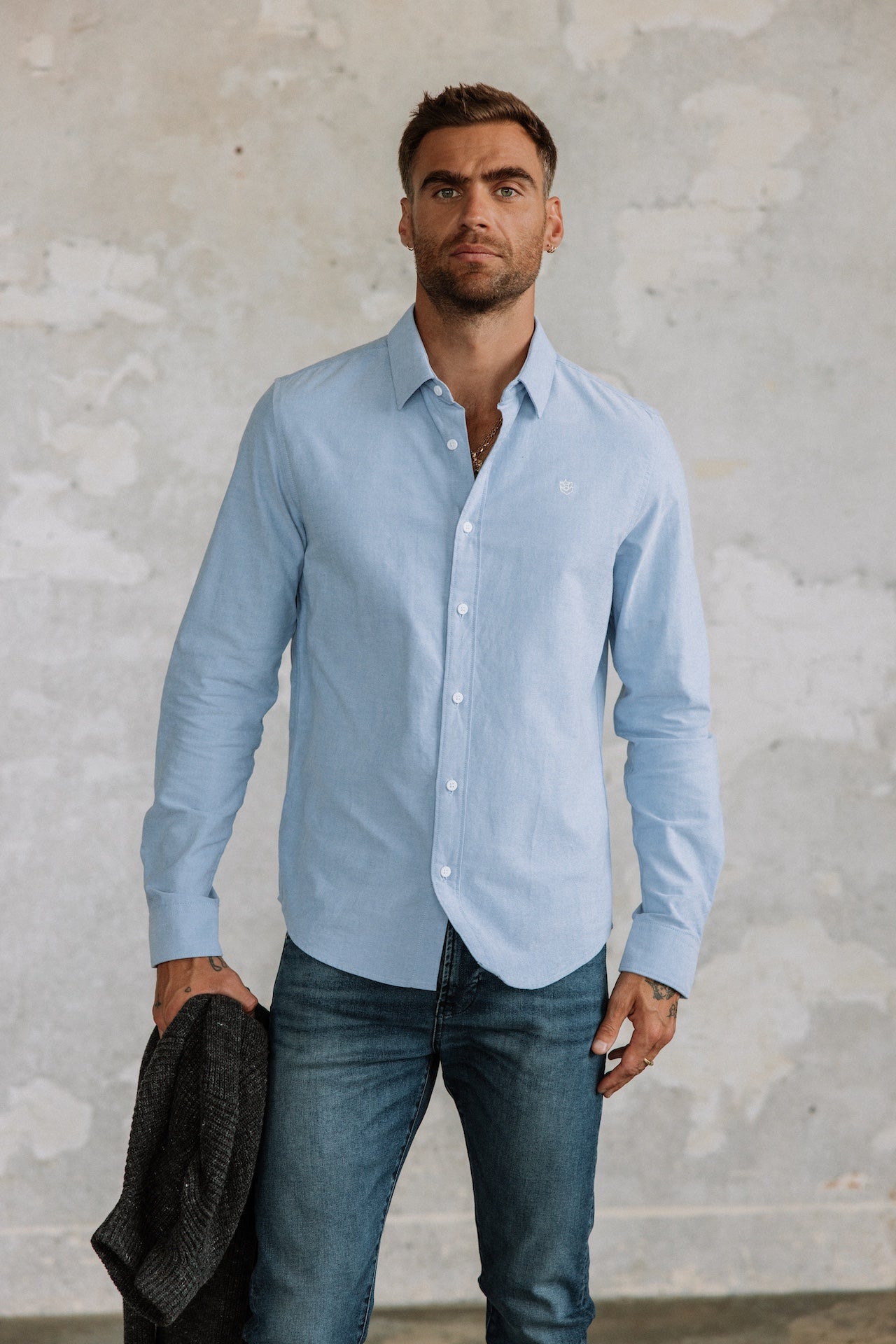 Chemise ajustée Homme Yoris Oxford Brushed light blue | Freeman T. Porter
