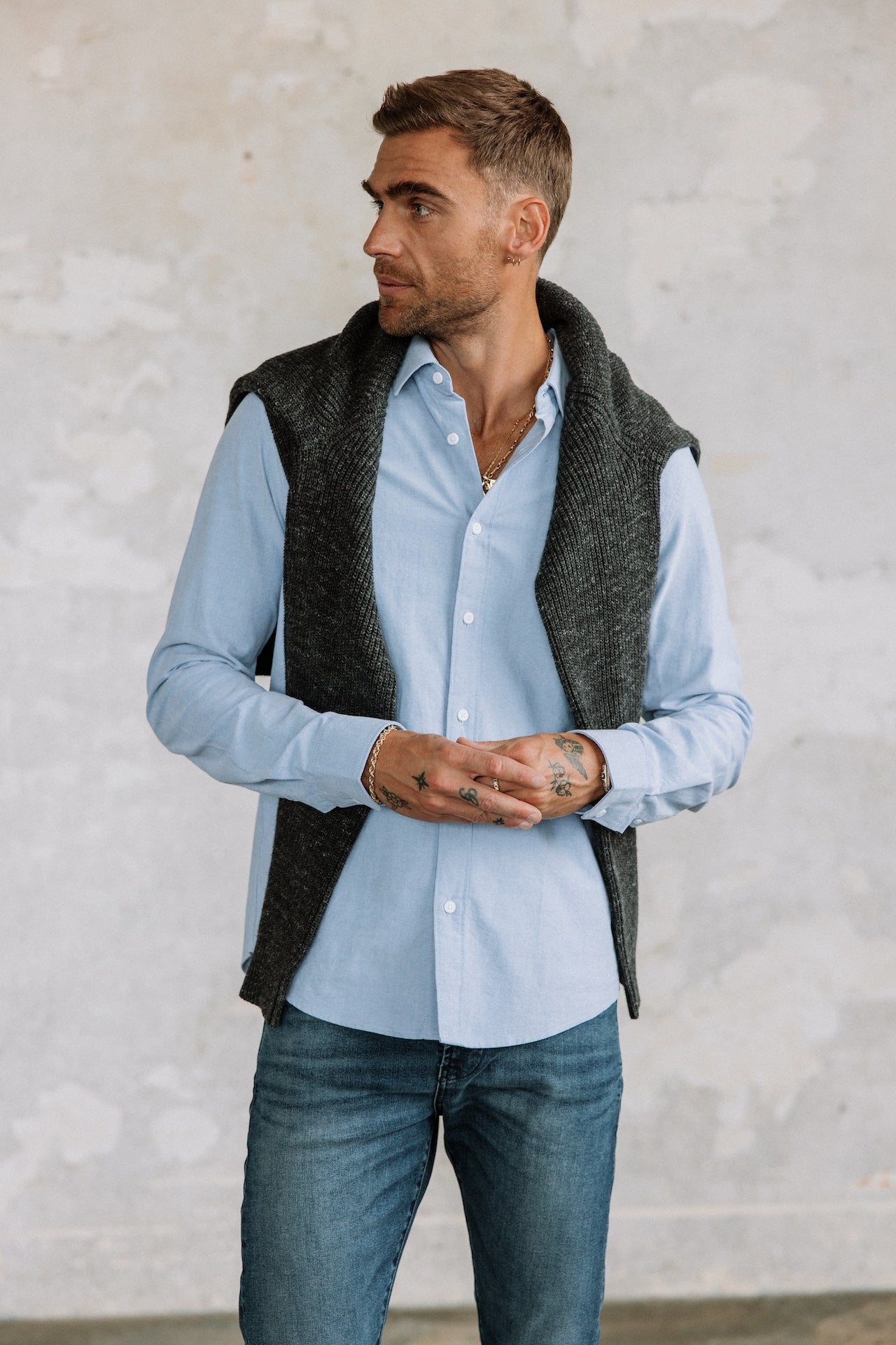 Fitted shirt Men Yoris Oxford Brushed light blue | Freeman T. Porter