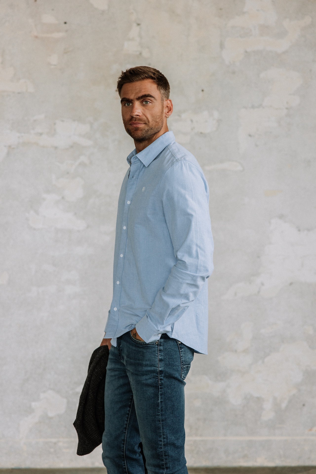 Chemise ajustée Homme Yoris Oxford Brushed light blue | Freeman T. Porter