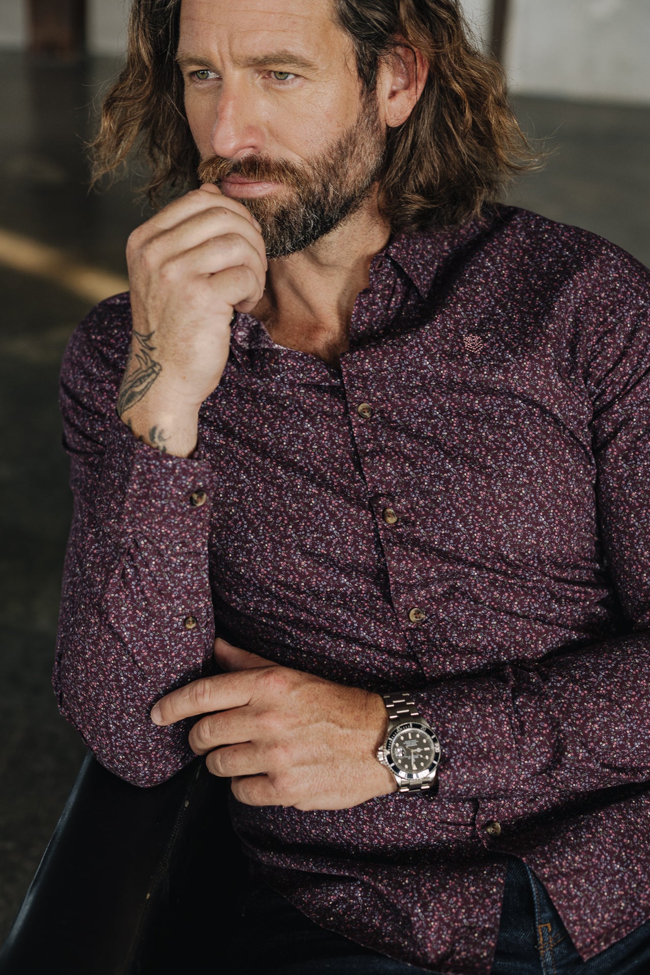 Chemise manches longues Mann Yoris Rosiano burgundy | Freeman T. Porter