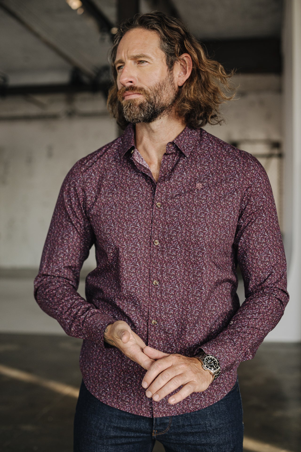 Chemise manches longues Mann Yoris Rosiano burgundy | Freeman T. Porter