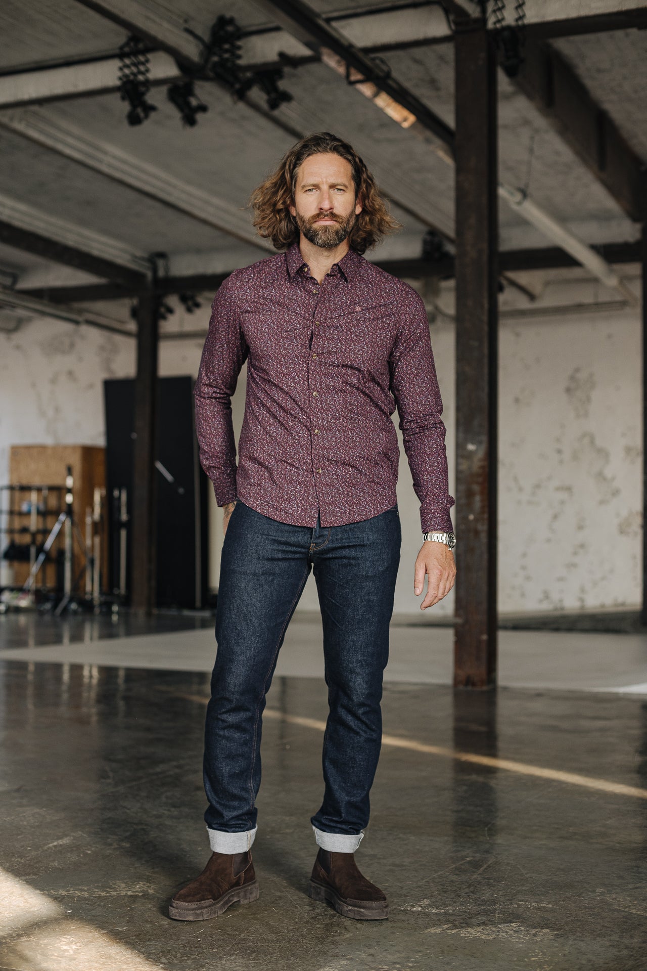 Chemise manches longues Mann Yoris Rosiano burgundy | Freeman T. Porter