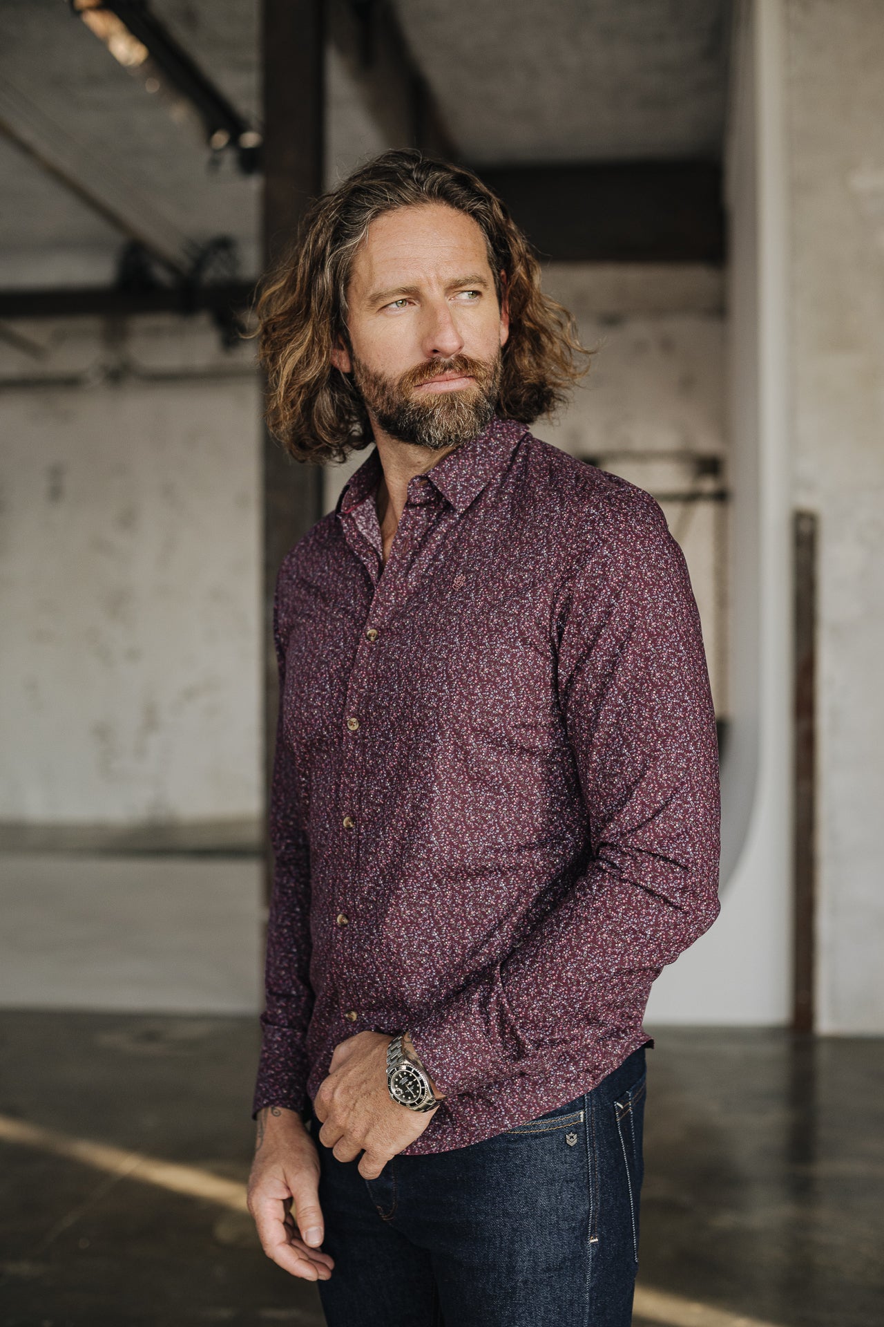 Chemise manches longues Mann Yoris Rosiano burgundy | Freeman T. Porter