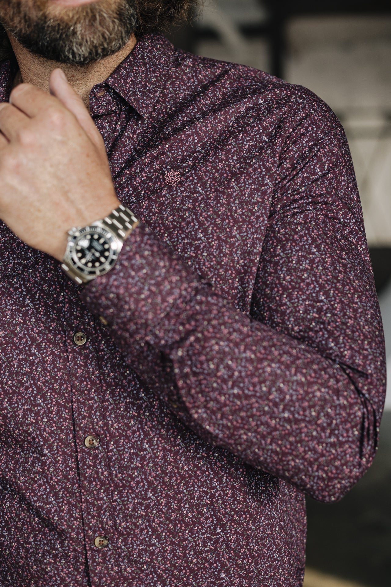Chemise manches longues Mann Yoris Rosiano burgundy | Freeman T. Porter