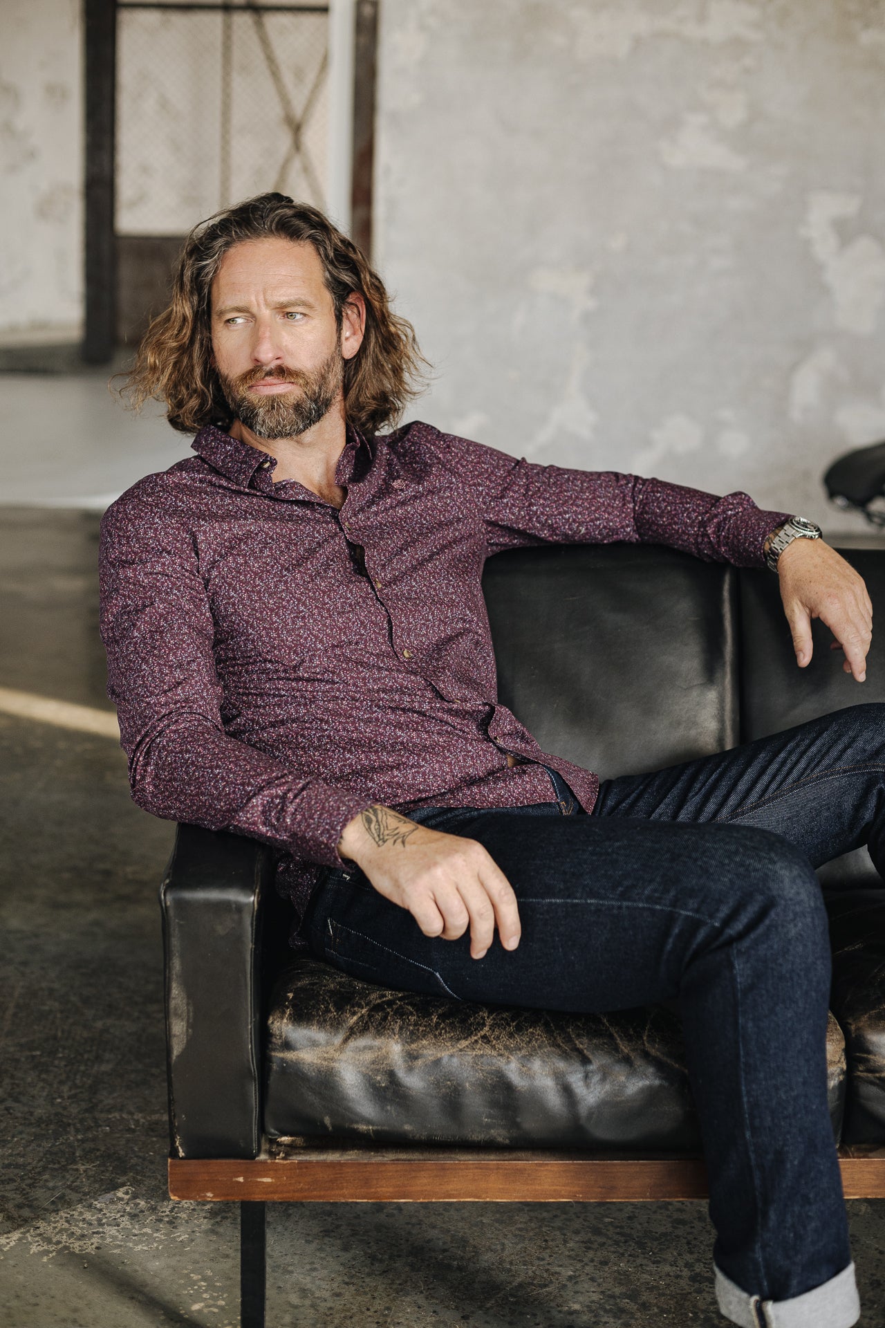 Chemise manches longues Mann Yoris Rosiano burgundy | Freeman T. Porter