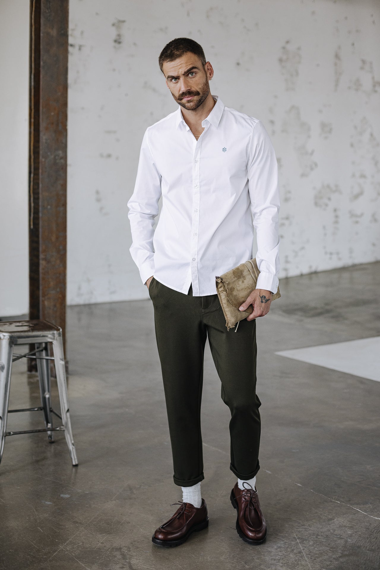 Chemise manches longues Men Yoris Poplin Stretch white | Freeman T. Porter