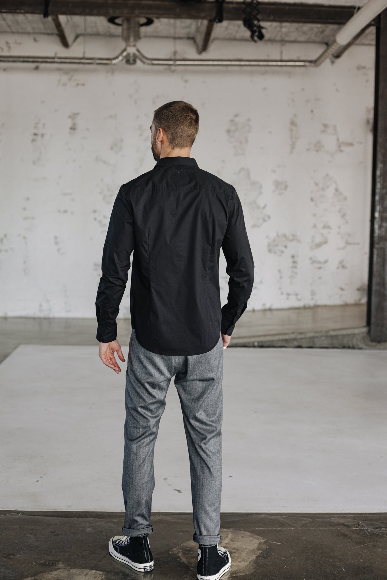 Chemise manches longues Men Yoris Poplin Stretch black | Freeman T. Porter