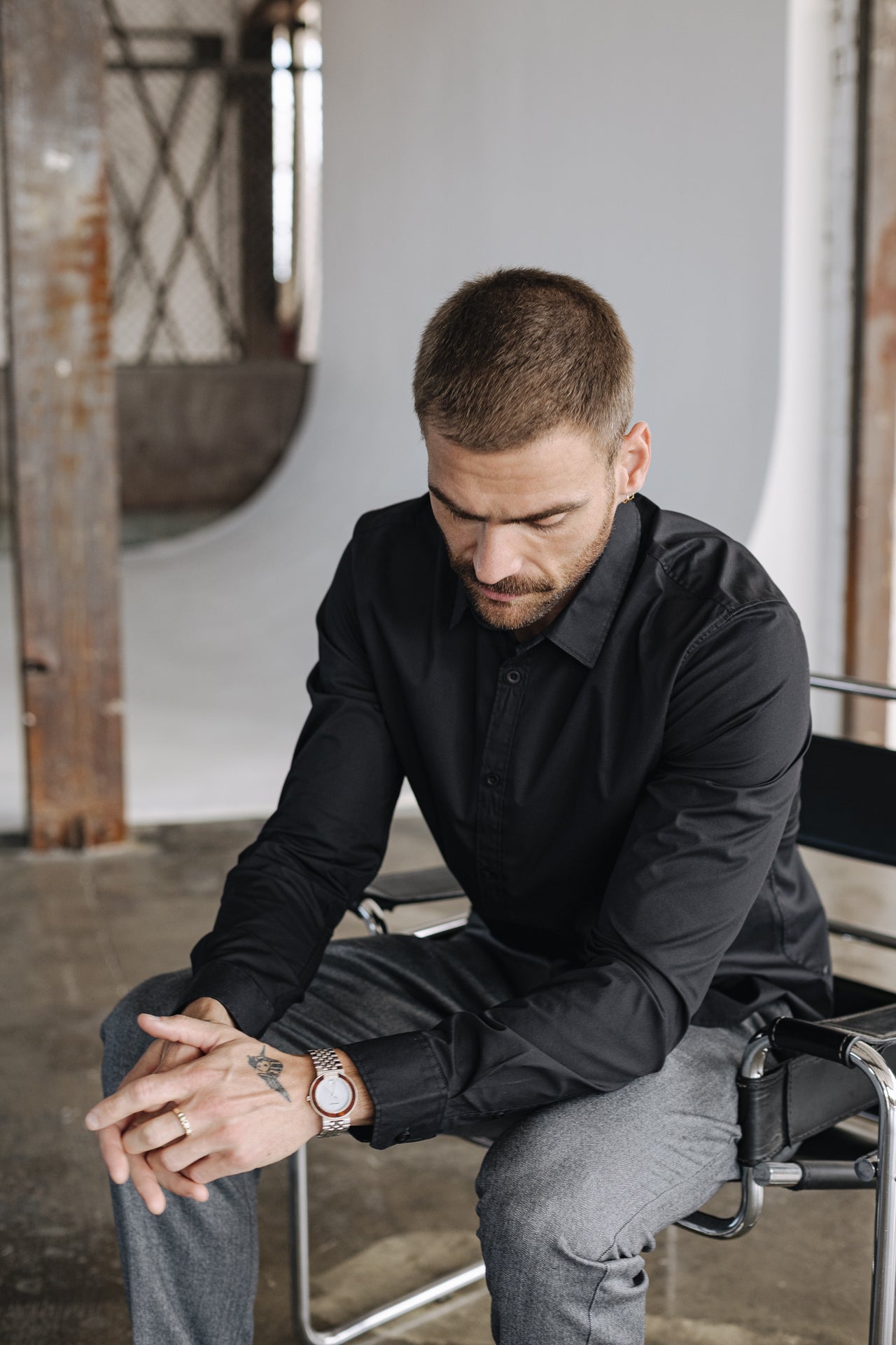 Chemise manches longues Men Yoris Poplin Stretch black | Freeman T. Porter