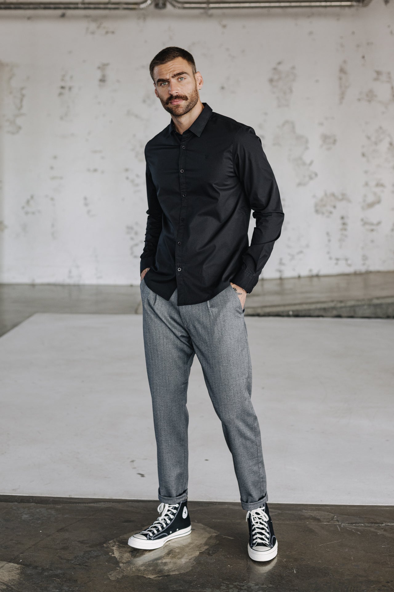 Chemise manches longues Men Yoris Poplin Stretch black | Freeman T. Porter