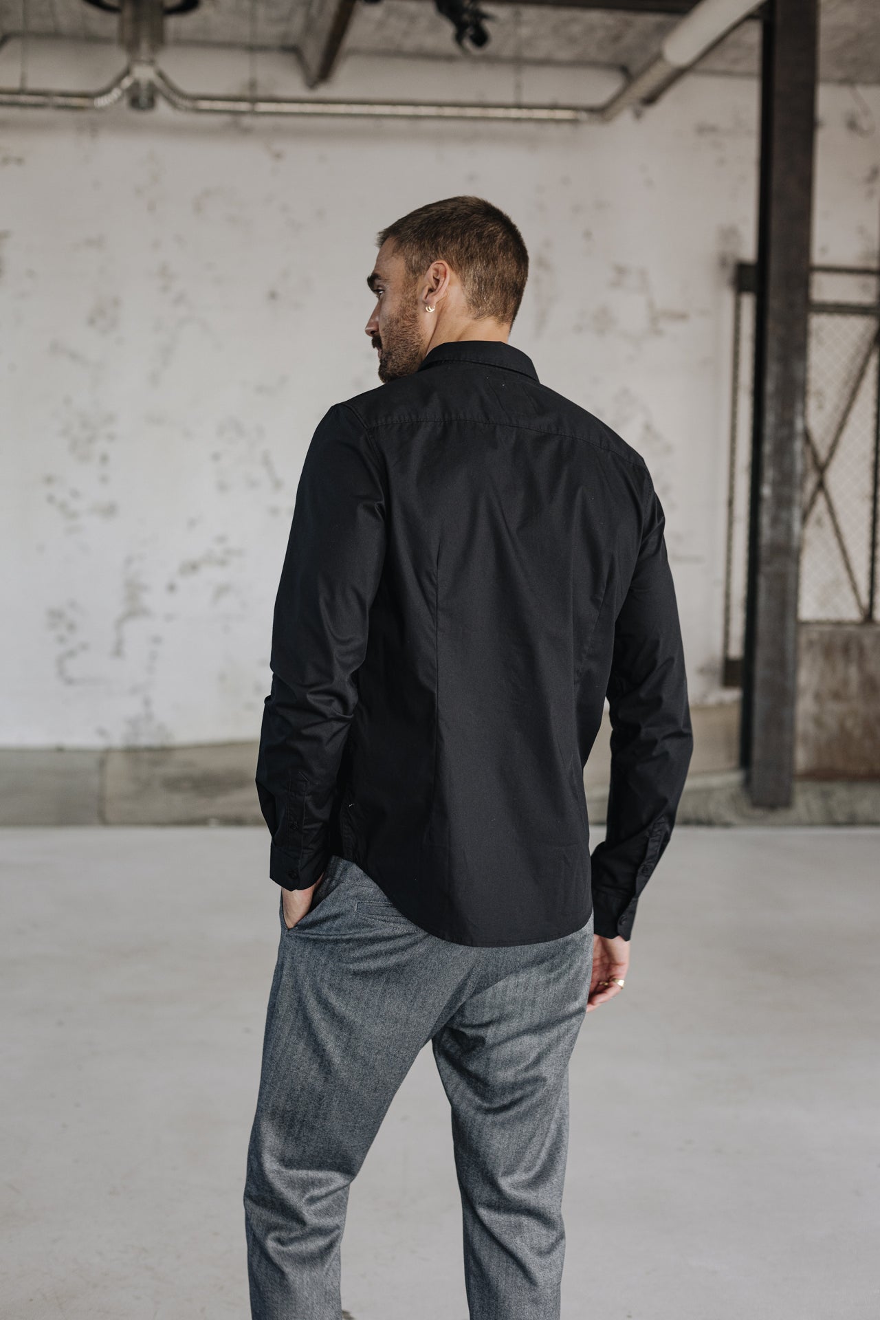 Chemise manches longues Men Yoris Poplin Stretch black | Freeman T. Porter