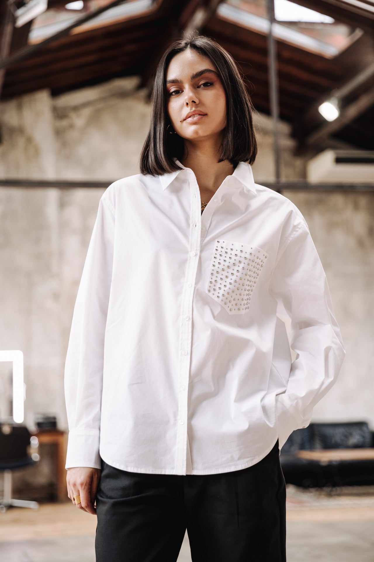 Chemise style Boyfriend Femme Caretta Plain white | Freeman T. Porter