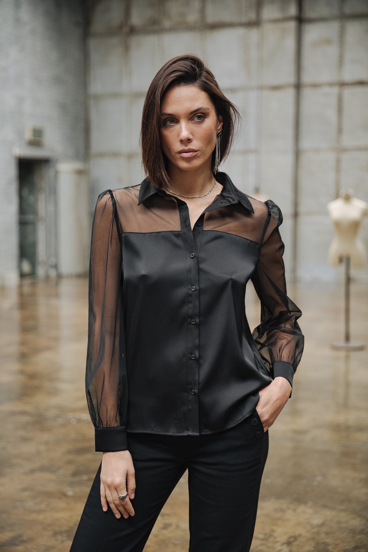 Chemise manches longues Femme Celiane Plain black | Freeman T. Porter