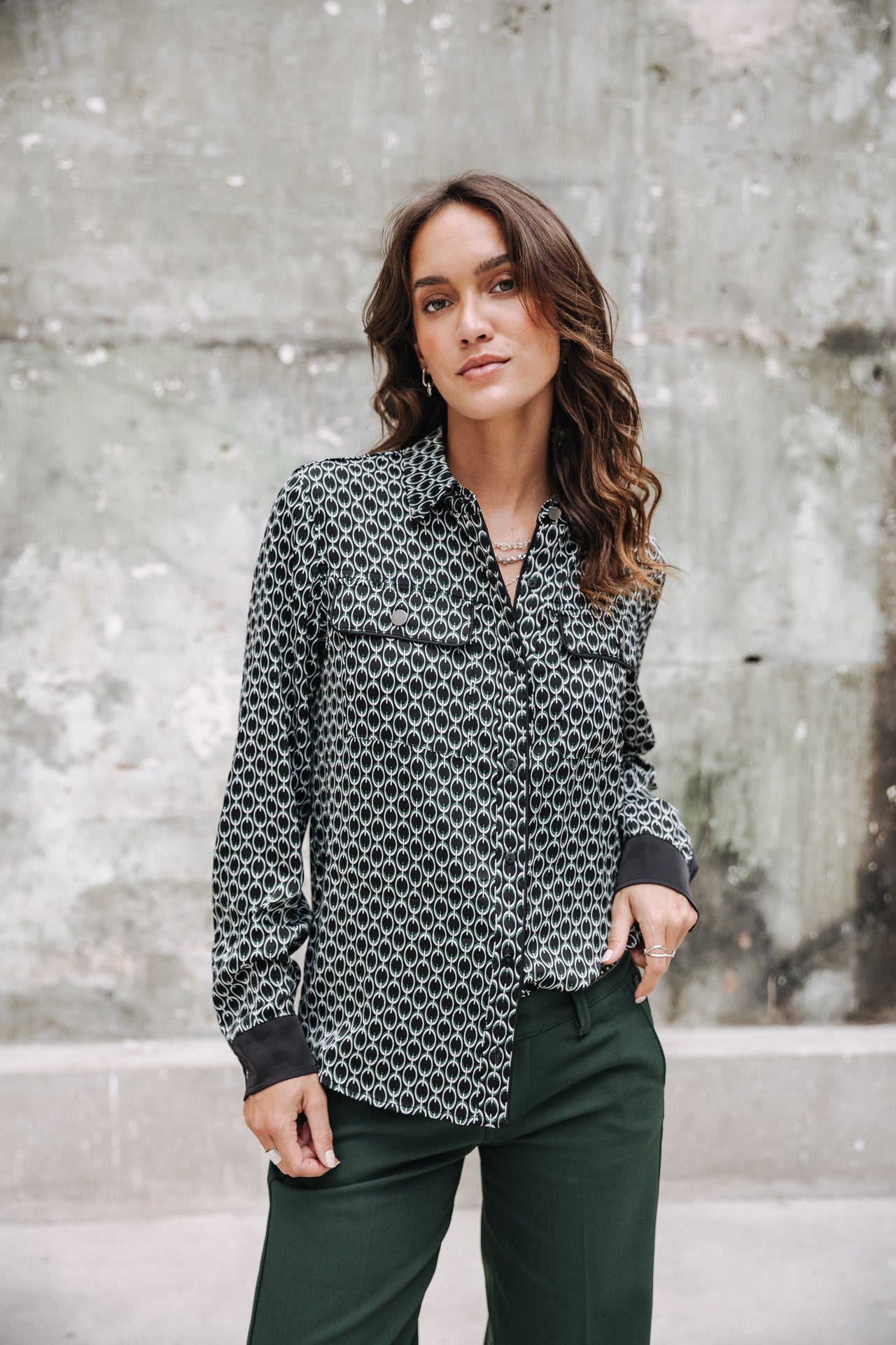 Chemise manches longues Femme Clorisse Chain black | Freeman T. Porter