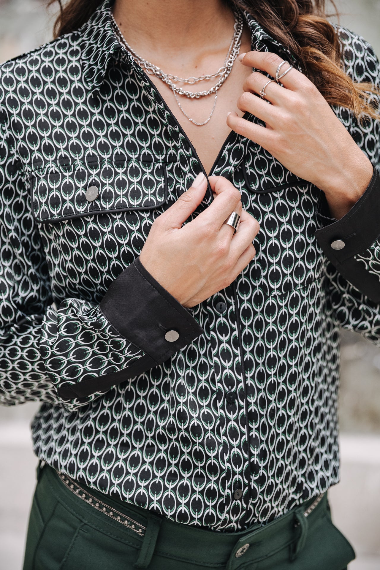Chemise manches longues Frau Clorisse Chain black | Freeman T. Porter