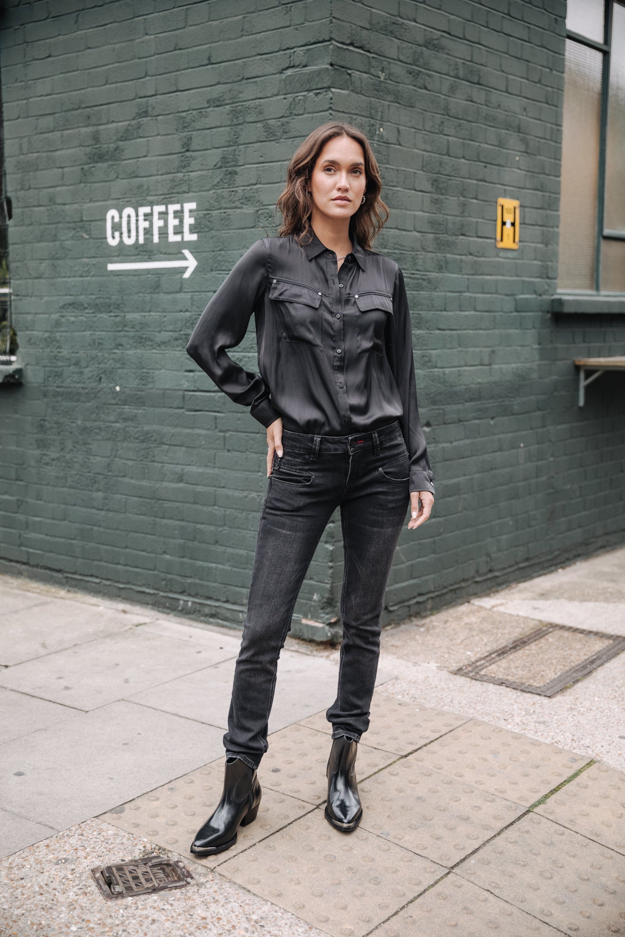 Chemise manches longues Mujer Clorisse Plain black | Freeman T. Porter
