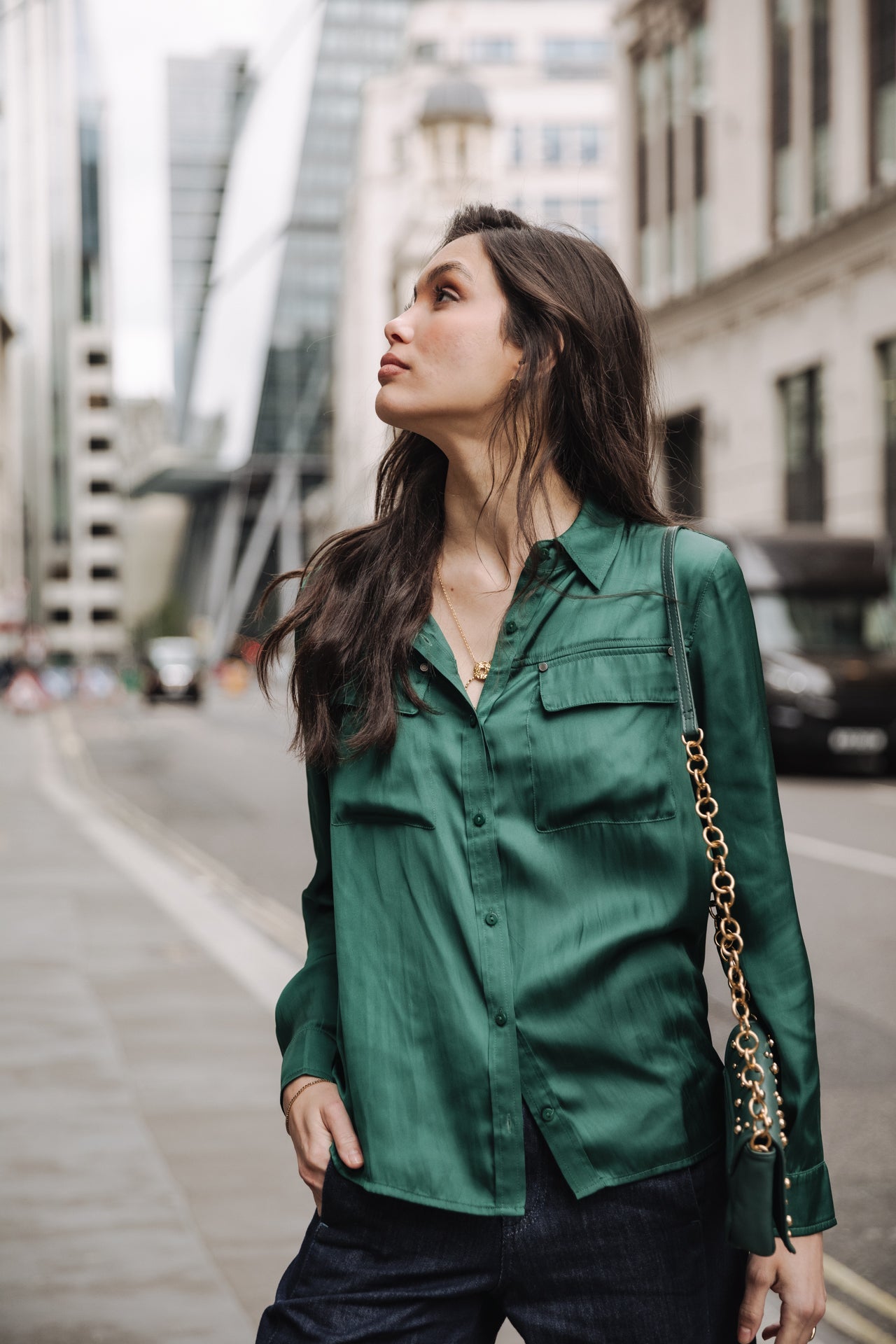 Chemise manches longues Frau Clorisse Plain evergreen | Freeman T. Porter