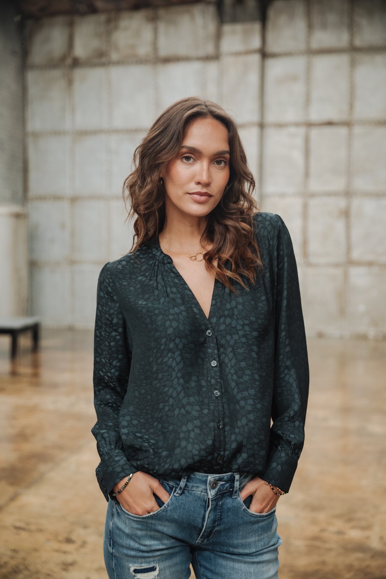 Top manches longues Mujer Beldone Jacquard storm blue | Freeman T. Porter
