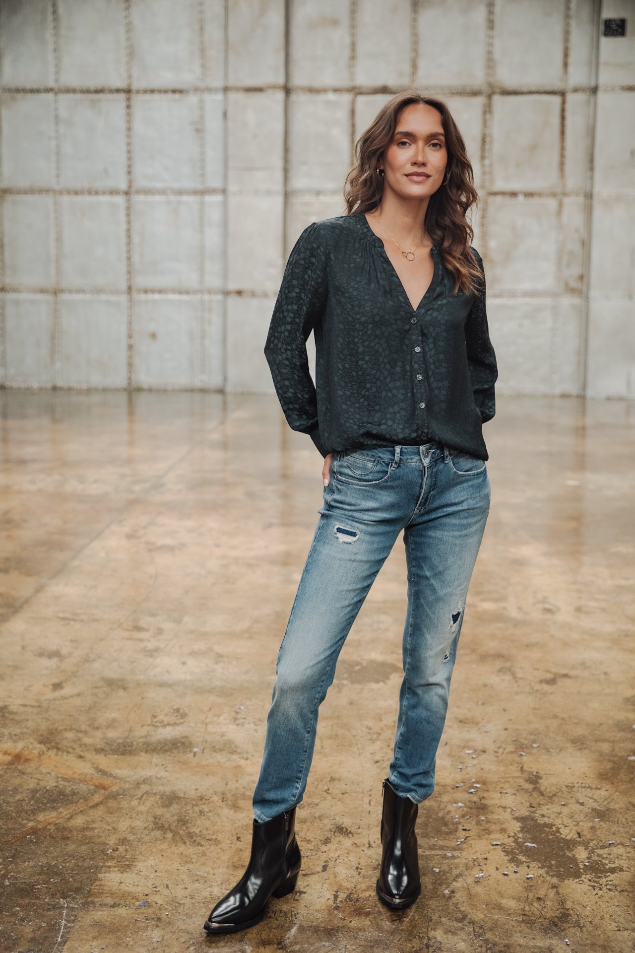 Top manches longues Mujer Beldone Jacquard storm blue | Freeman T. Porter