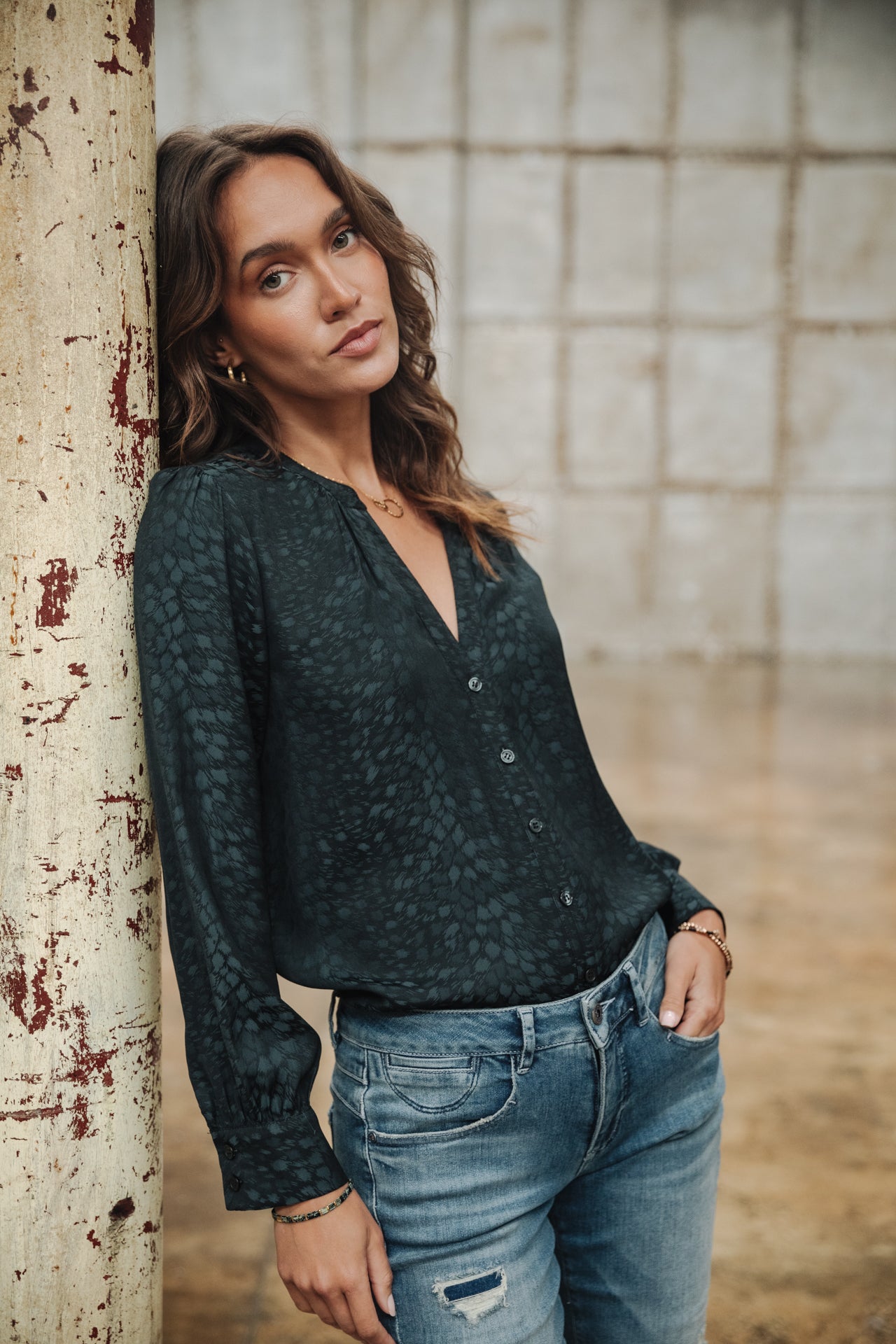 Top manches longues Mujer Beldone Jacquard storm blue | Freeman T. Porter