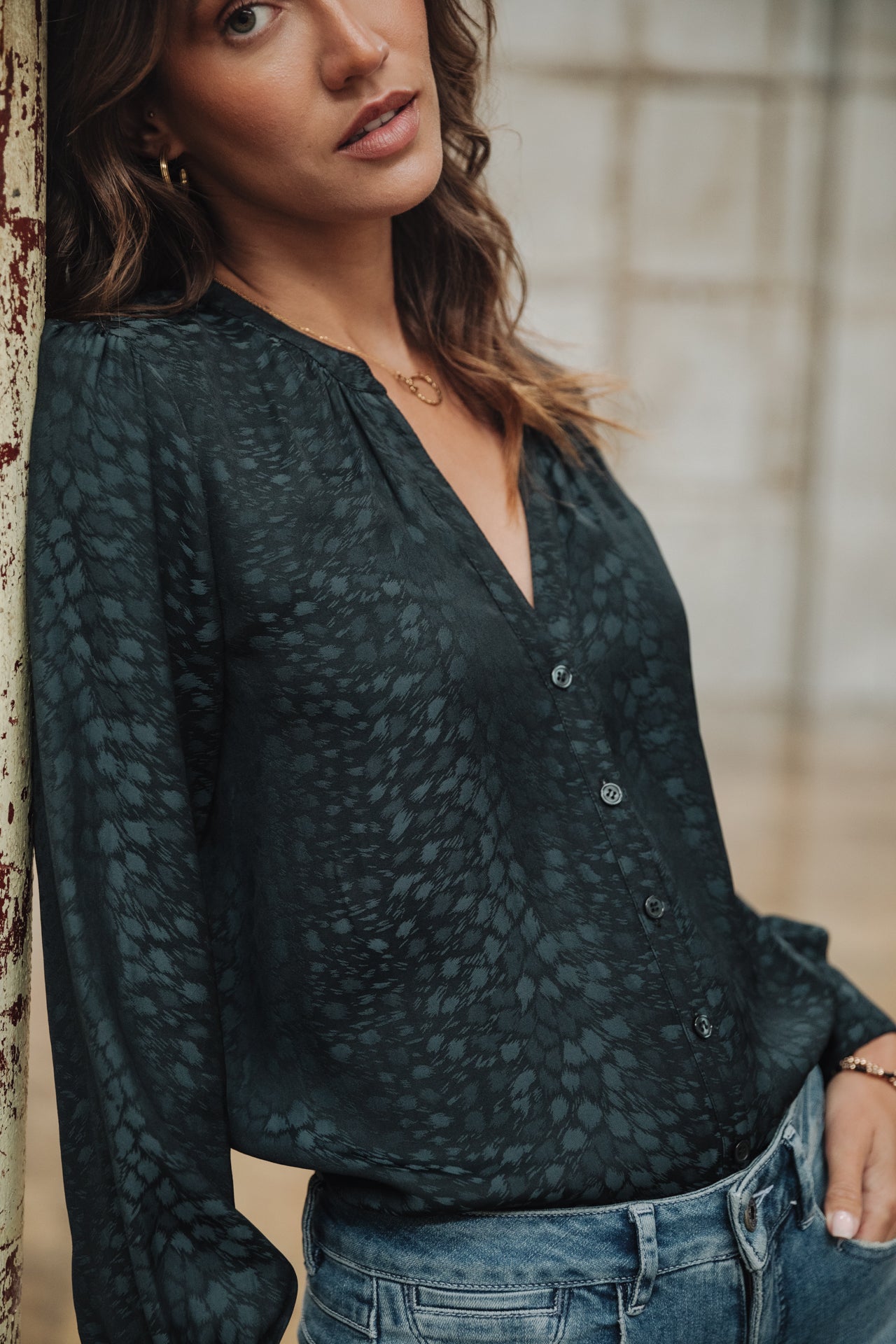 Top manches longues Mujer Beldone Jacquard storm blue | Freeman T. Porter