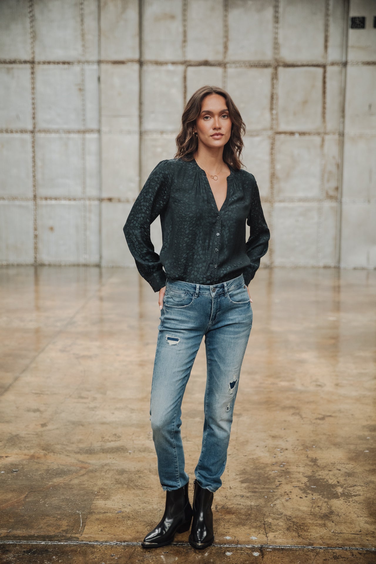 Top manches longues Mujer Beldone Jacquard storm blue | Freeman T. Porter