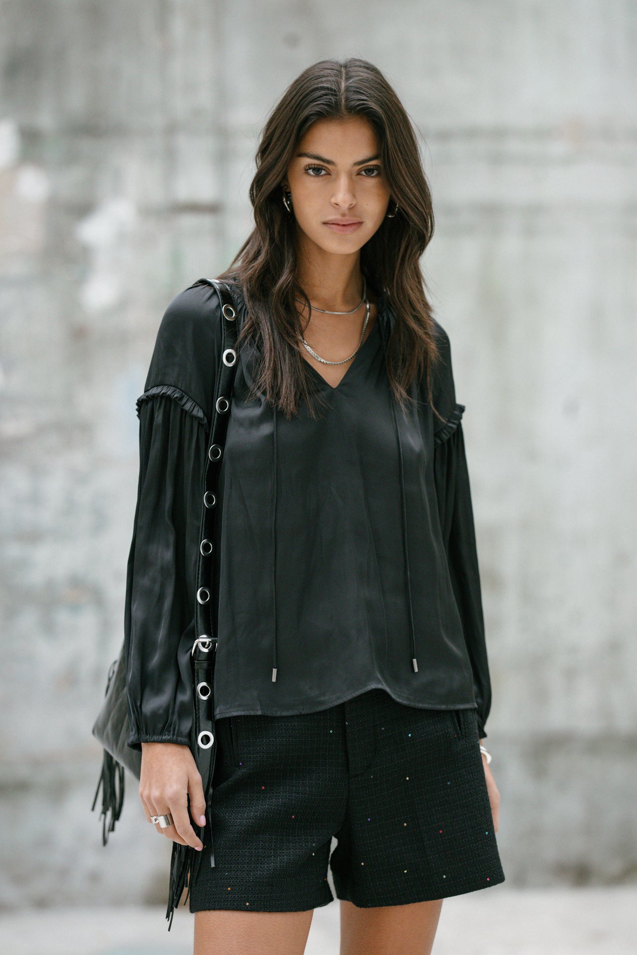 Blouse satinée Femme Bloomine Plain black | Freeman T. Porter