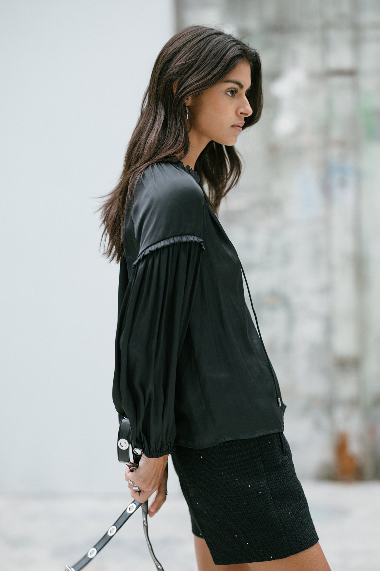 Blouse satinée Femme Bloomine Plain black | Freeman T. Porter