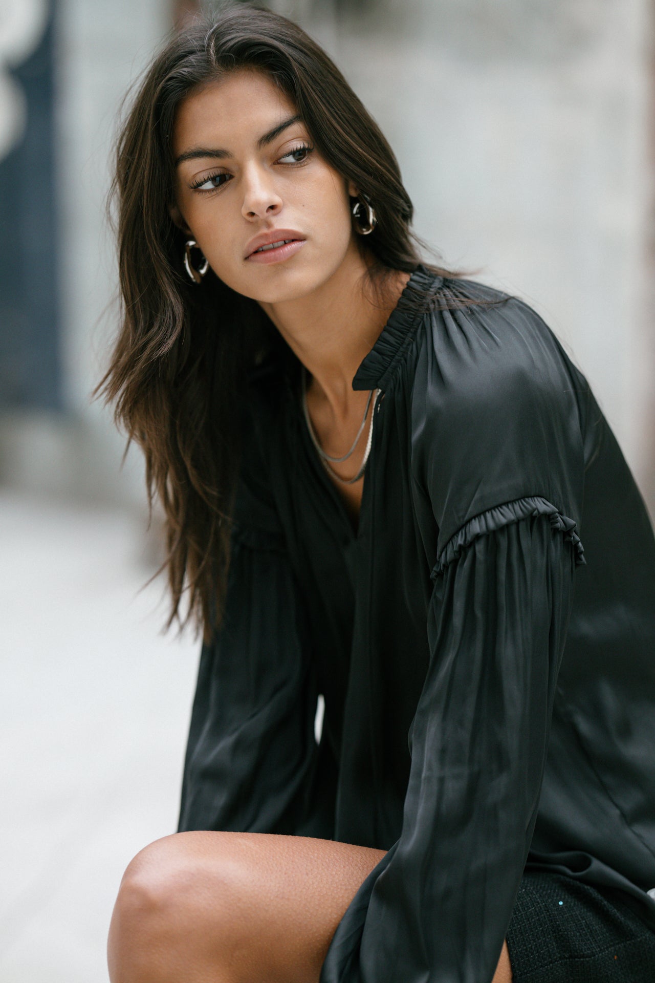 Blouse satinée Femme Bloomine Plain black | Freeman T. Porter
