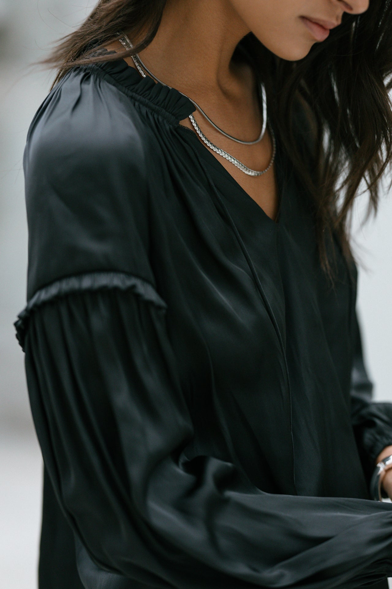 Blouse satinée Femme Bloomine Plain black | Freeman T. Porter