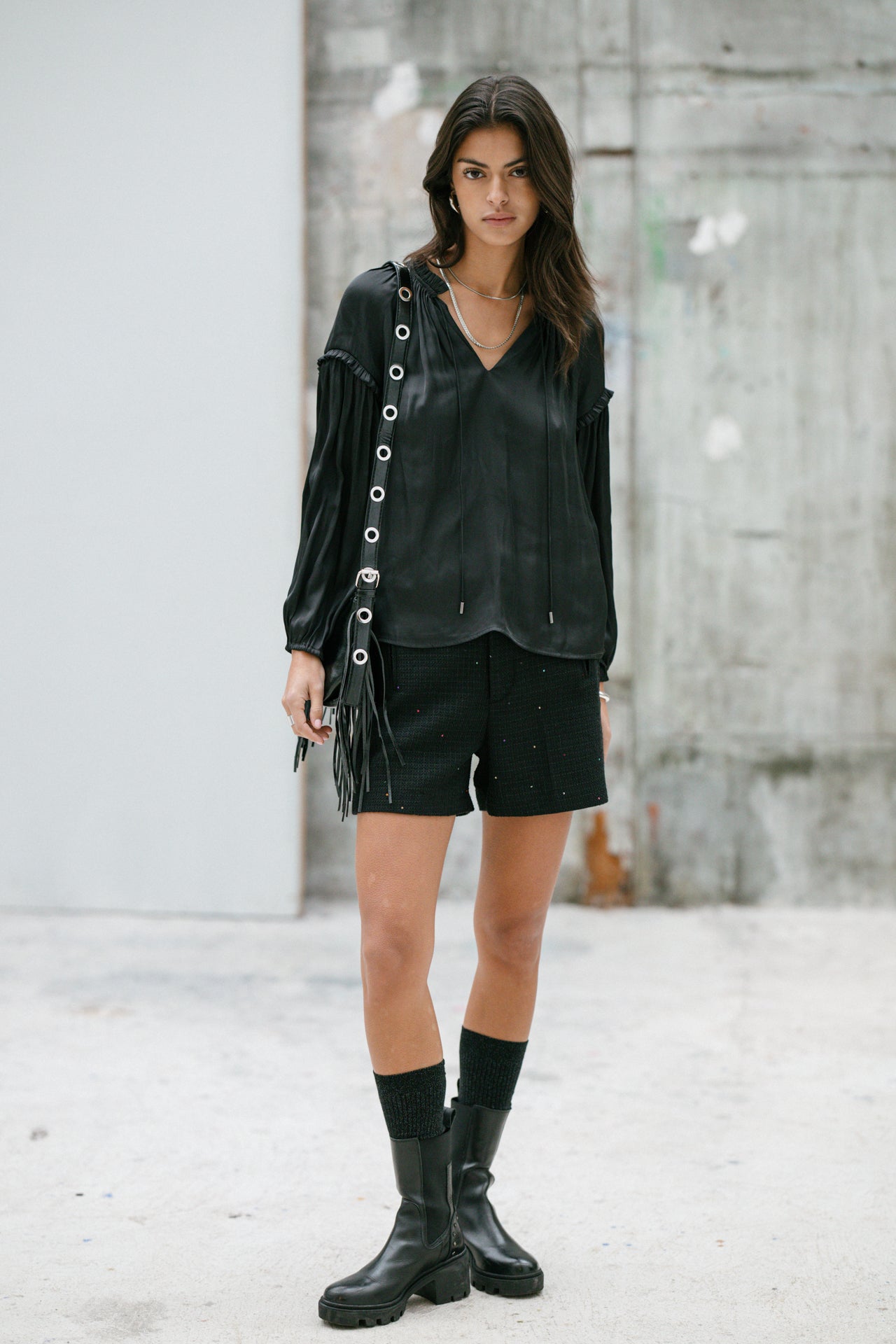 Blouse satinée Femme Bloomine Plain black | Freeman T. Porter