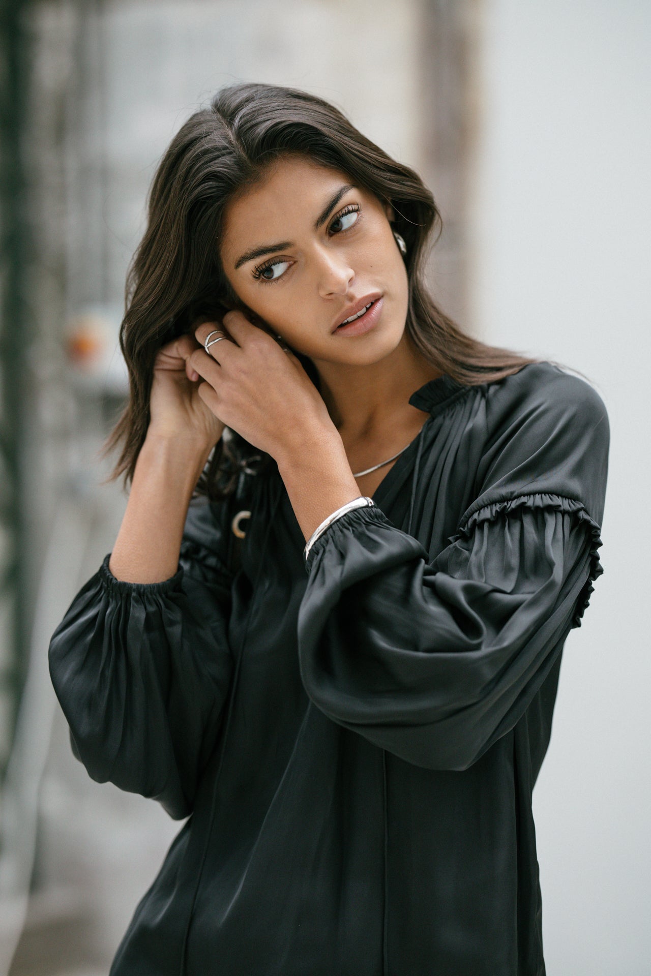 Blouse satinée Femme Bloomine Plain black | Freeman T. Porter