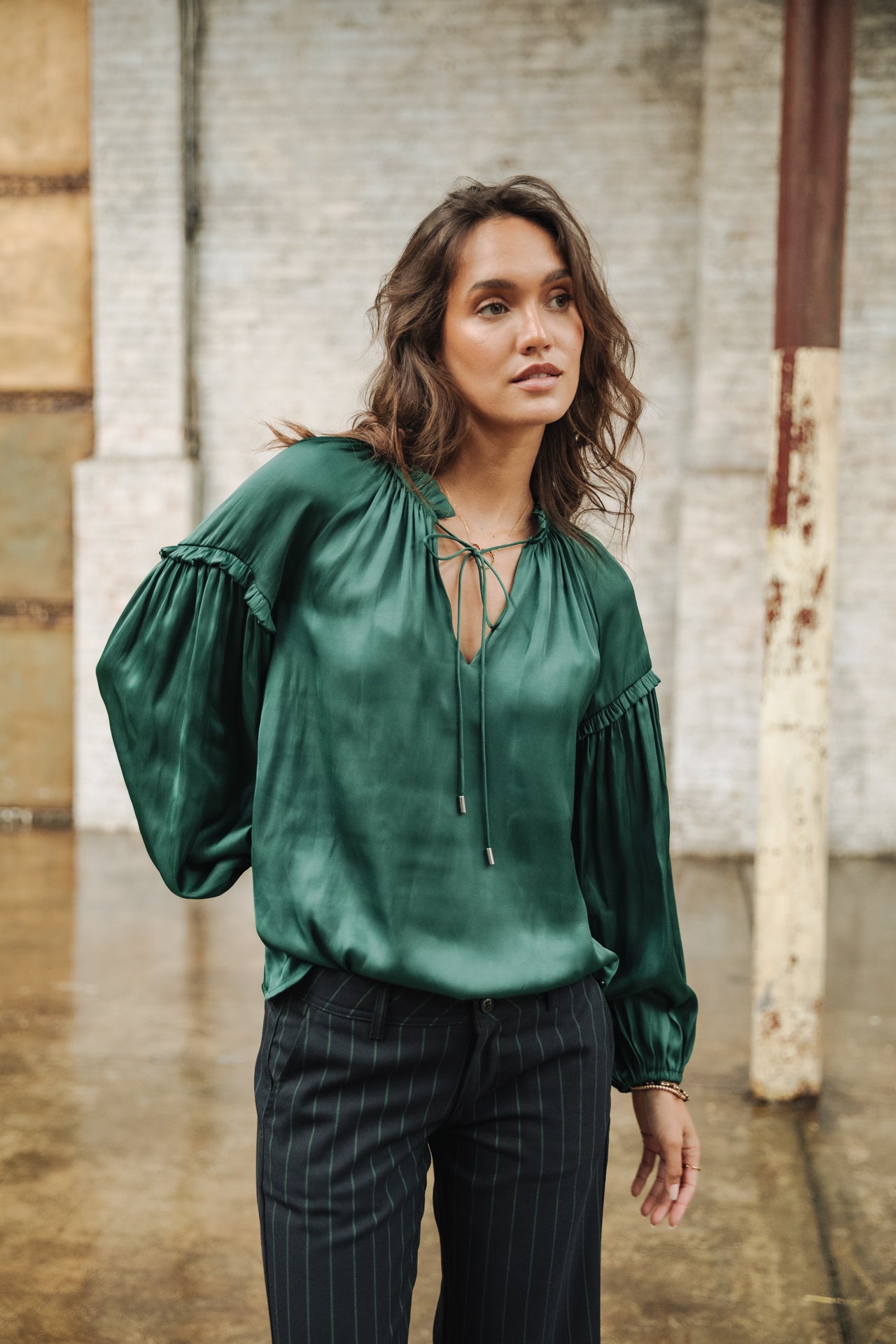 Blouse satinée Femme Bloomine Plain evergreen | Freeman T. Porter