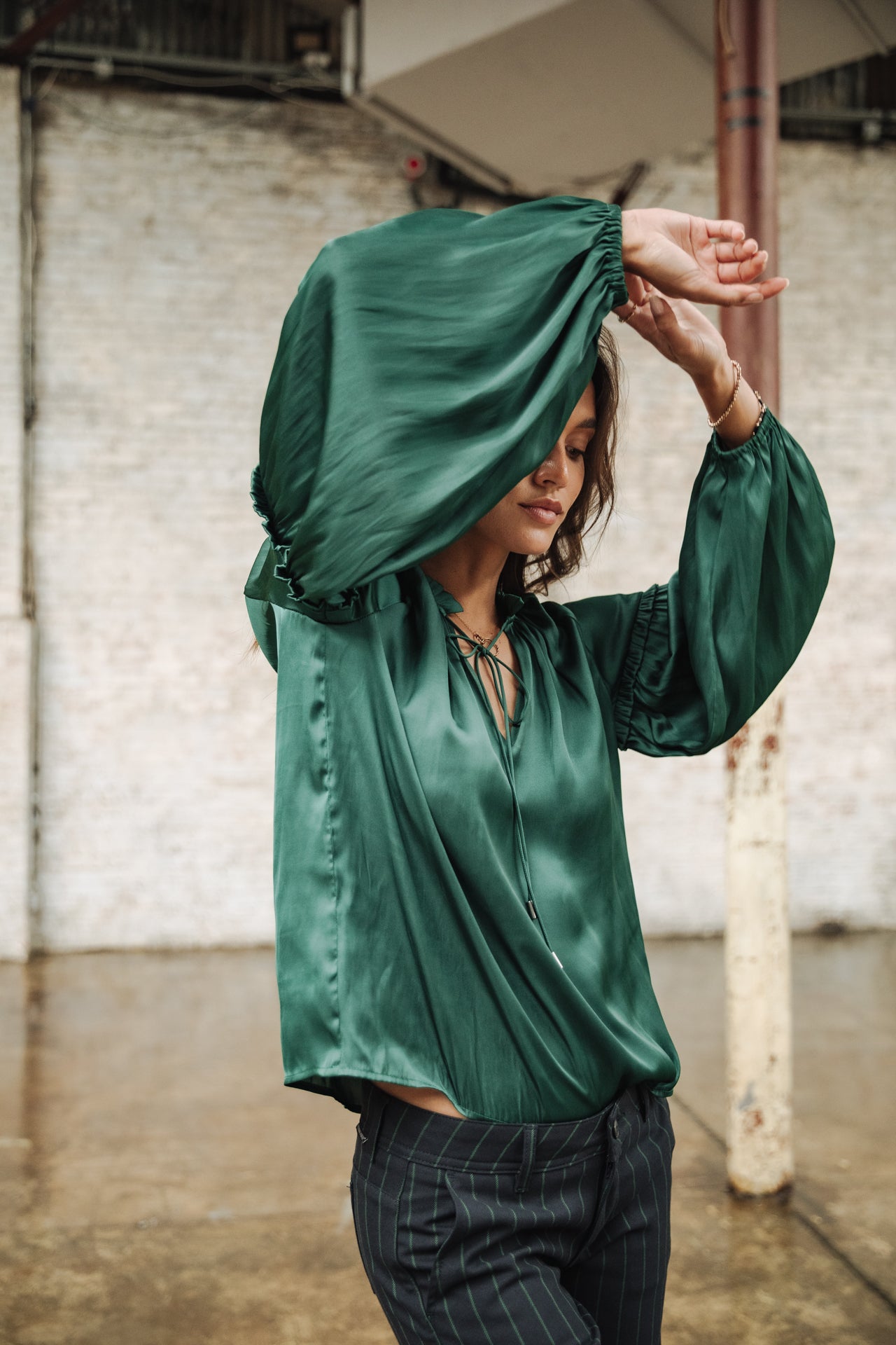 Blouse satinée Femme Bloomine Plain evergreen | Freeman T. Porter