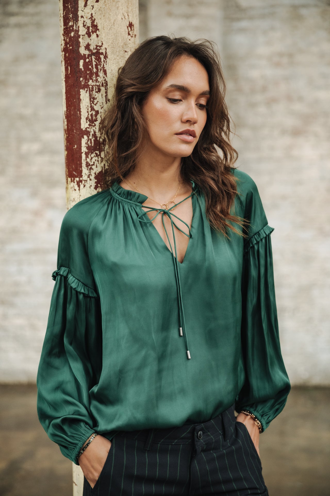 Blouse satinée Femme Bloomine Plain evergreen | Freeman T. Porter