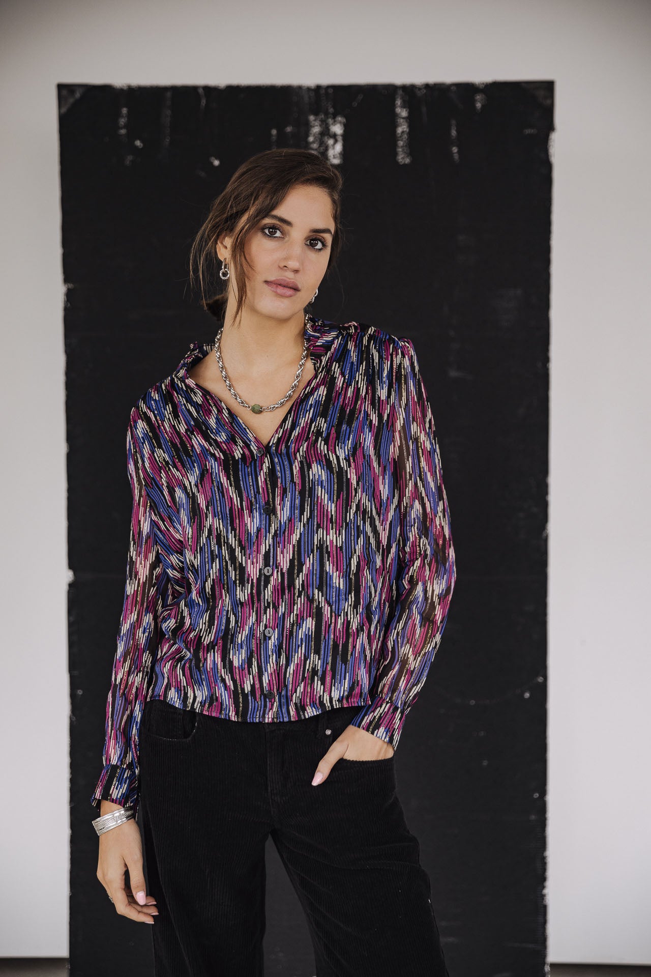 Top manches longues Frau Boeme Funky Wood black | Freeman T. Porter