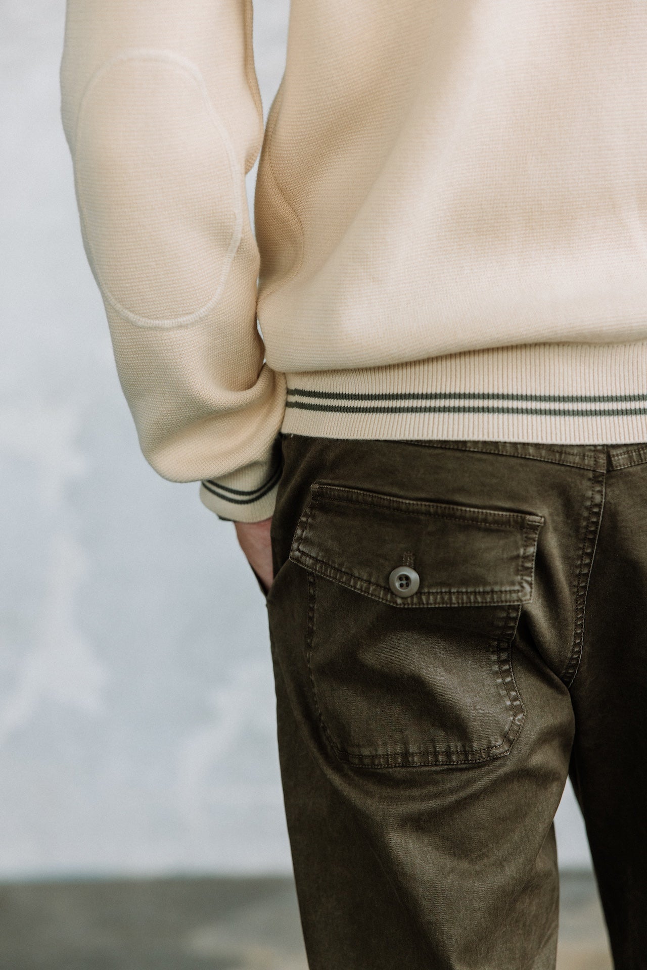 Sweat à col montant Hombres Baton Varsity wood ash | Freeman T. Porter