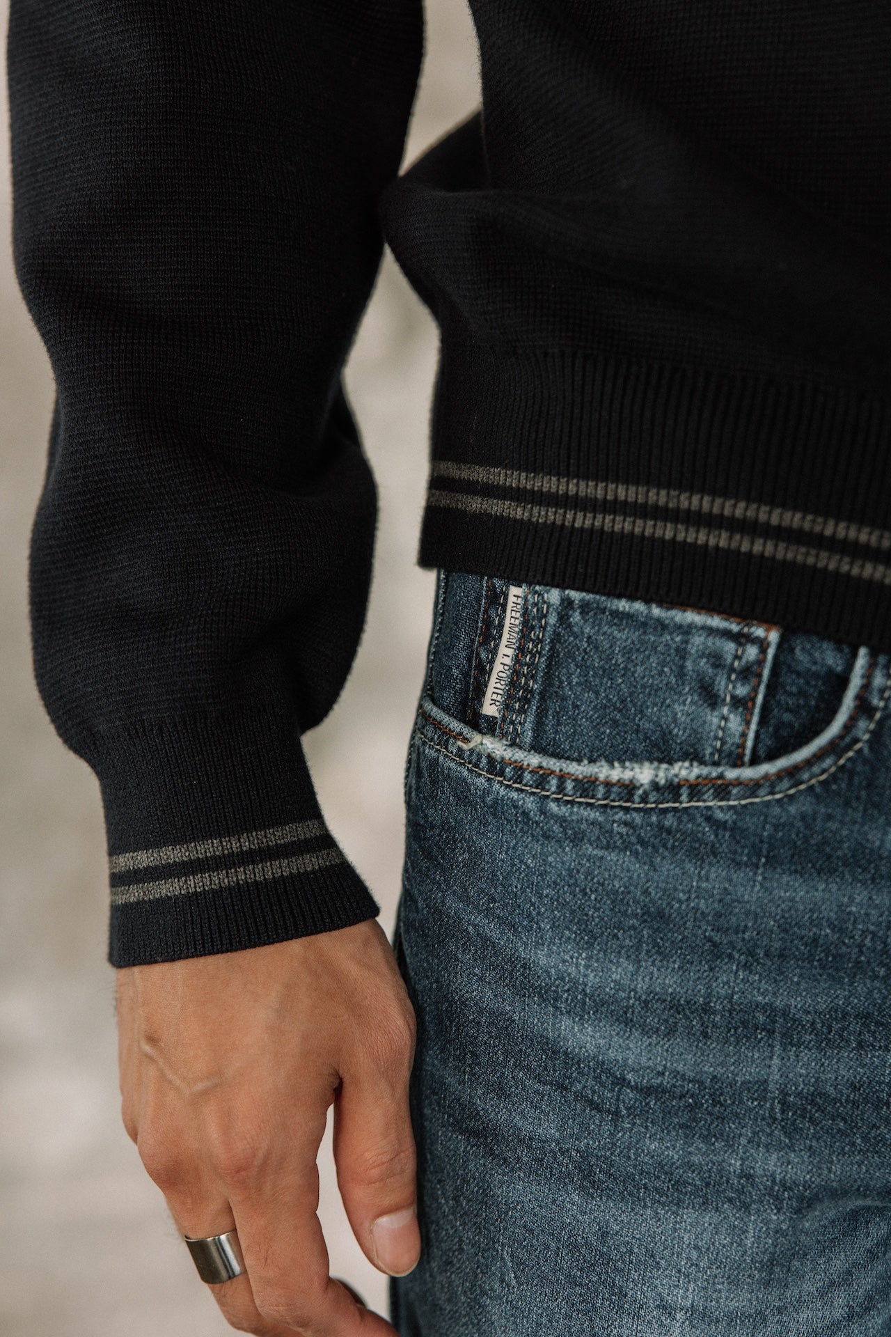 Pull col montant Men Baton Varsity deep well | Freeman T. Porter