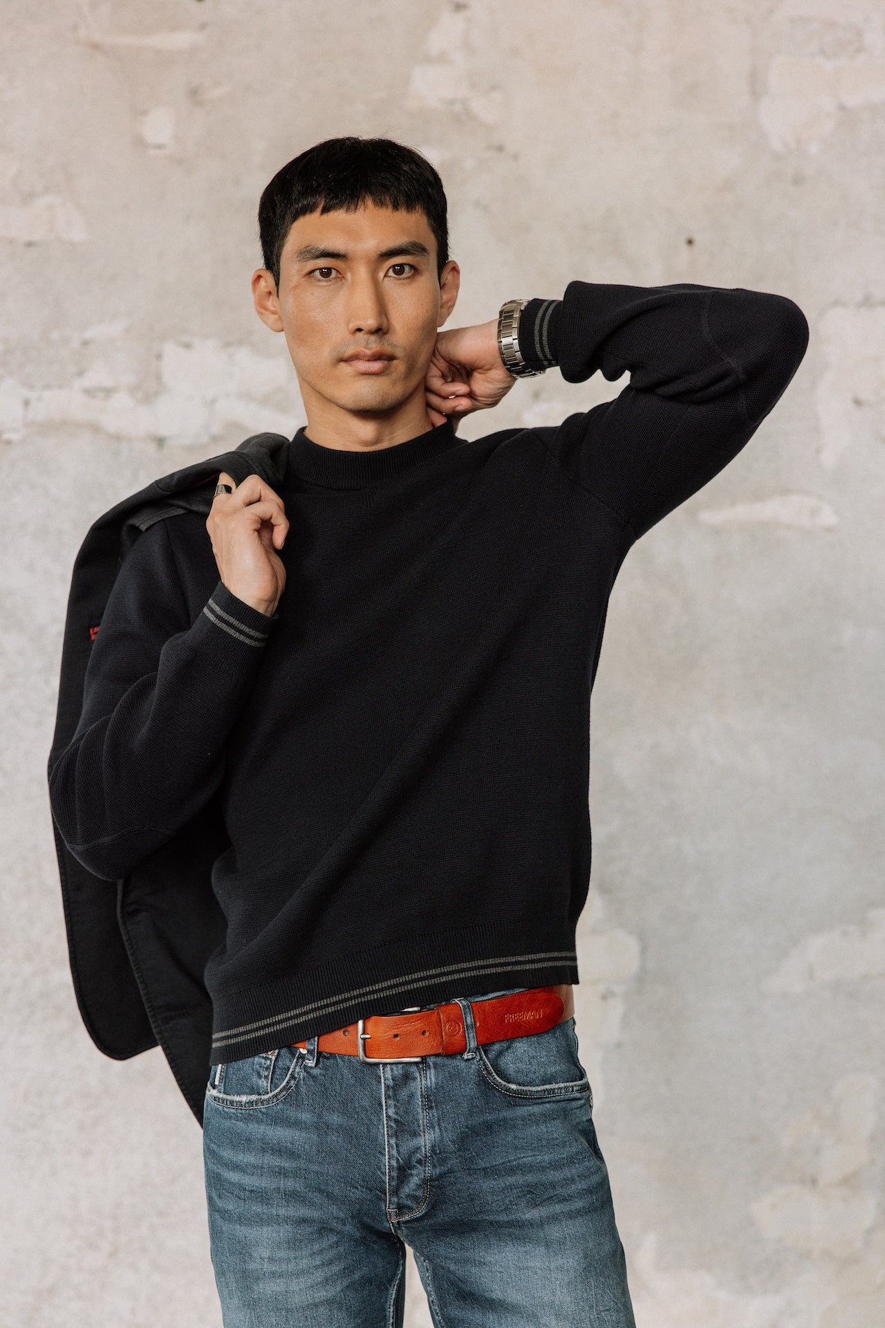 High-neck sweater Men Baton Varsity deep well | Freeman T. Porter