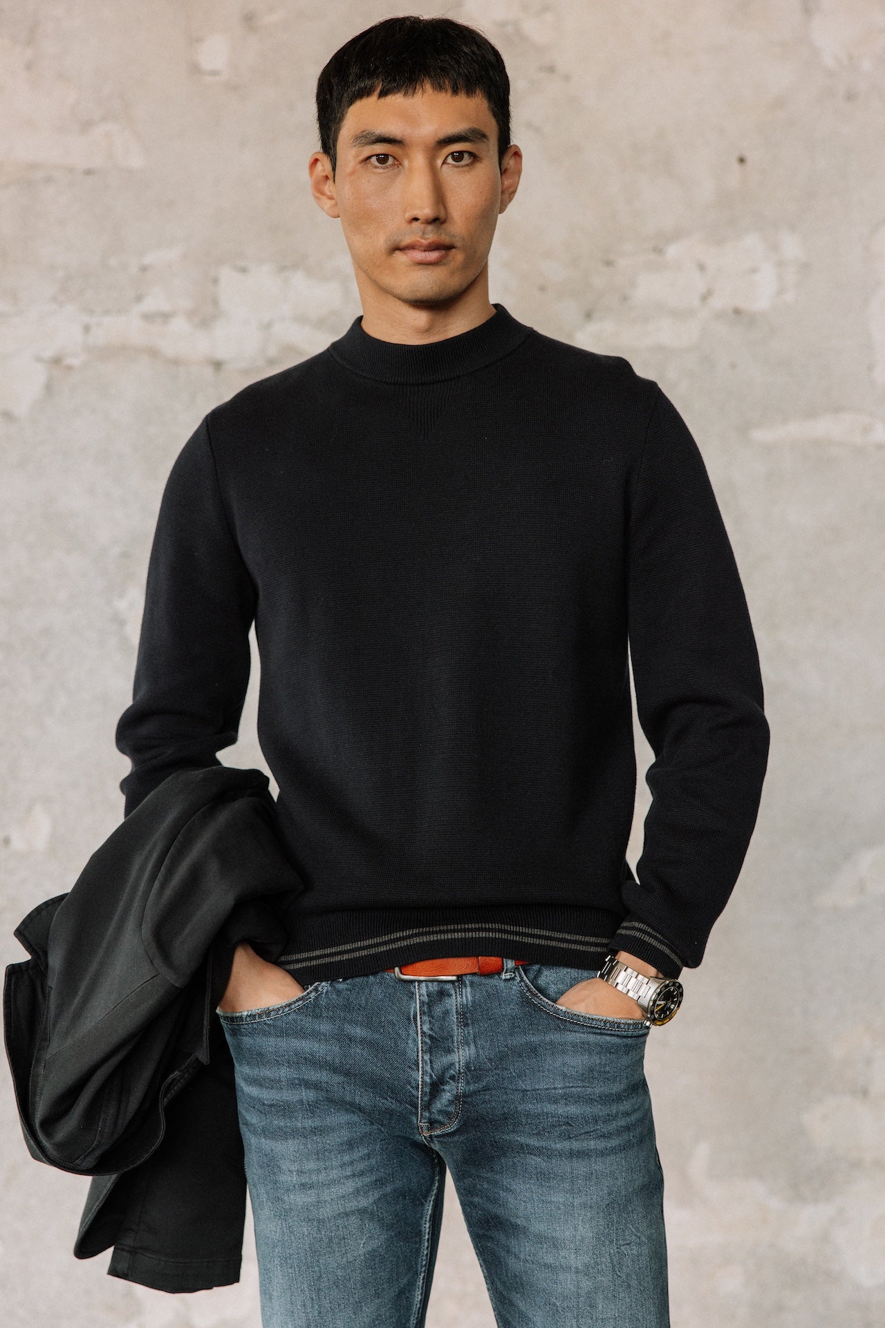 High-neck sweater Men Baton Varsity deep well | Freeman T. Porter